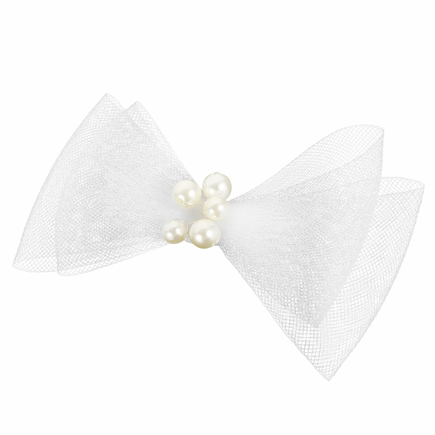 FRCOLOR 5pezzi Fermaglio Per Fiocco Con Perle e Tulle Accessorio Elegante Per Sposa e Cerimonie Per Acconciature Di Donne e Ragazze Resistente e Flessibile