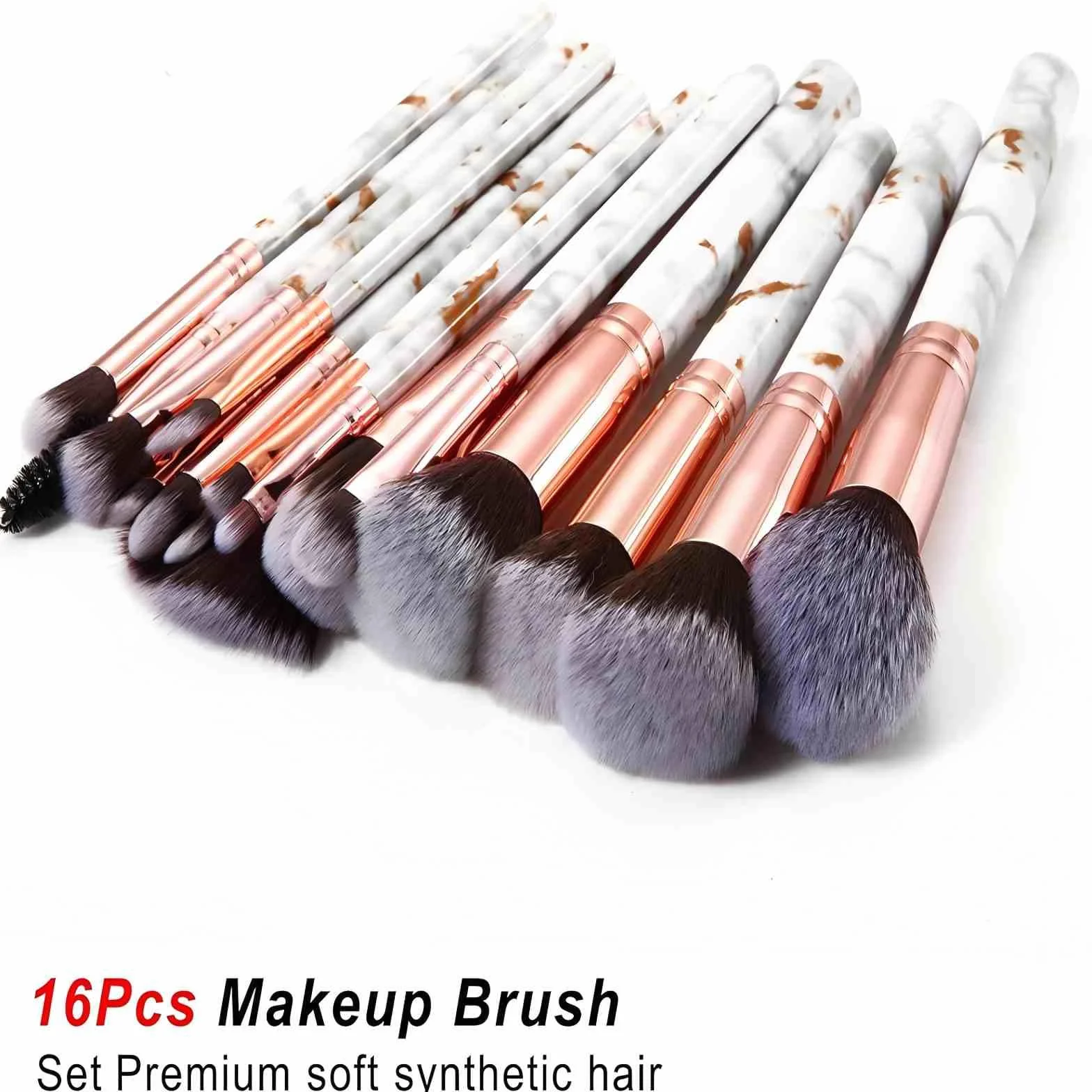Pennelli Make Up DUAIU 16 Pezzi Set Di pennelli Trucco Fondotinta Cipria Crème Liquido Professionali Pennelli Per Volto Ombretti e Sopracciglio Adatto Per Liquidi, Creme, Polveri, ecc.