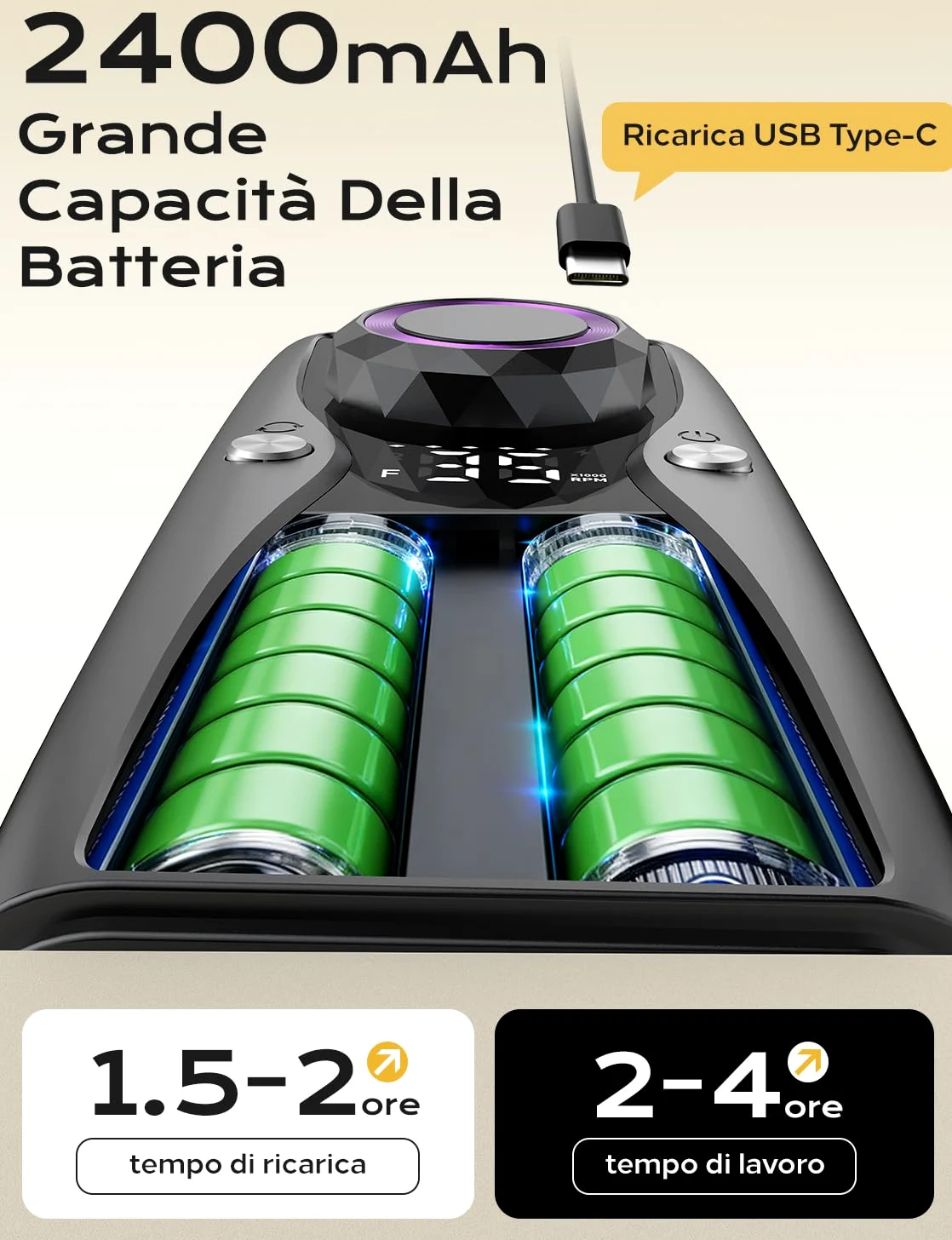 Fresa per Unghie Professionale Ricaricabile Portatile 35000 RPM Schermo LCD lima elettrica per unghie con 12 Testine Iucidanti Velocità Regolabile Manicure Setper Casa e Salone