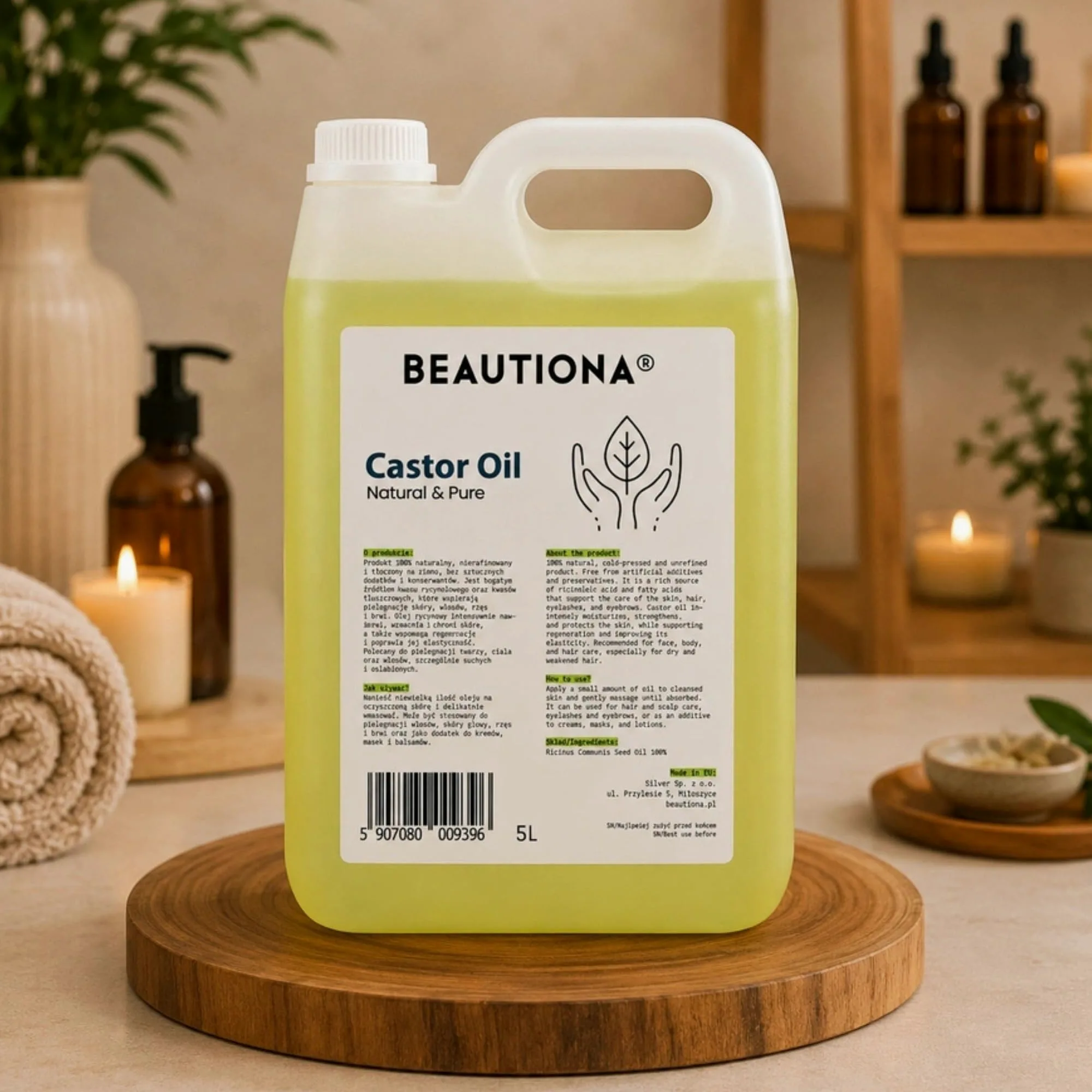 Olio di ricino da 5 l, spremuto a freddo, non raffinato, olio cosmetico
