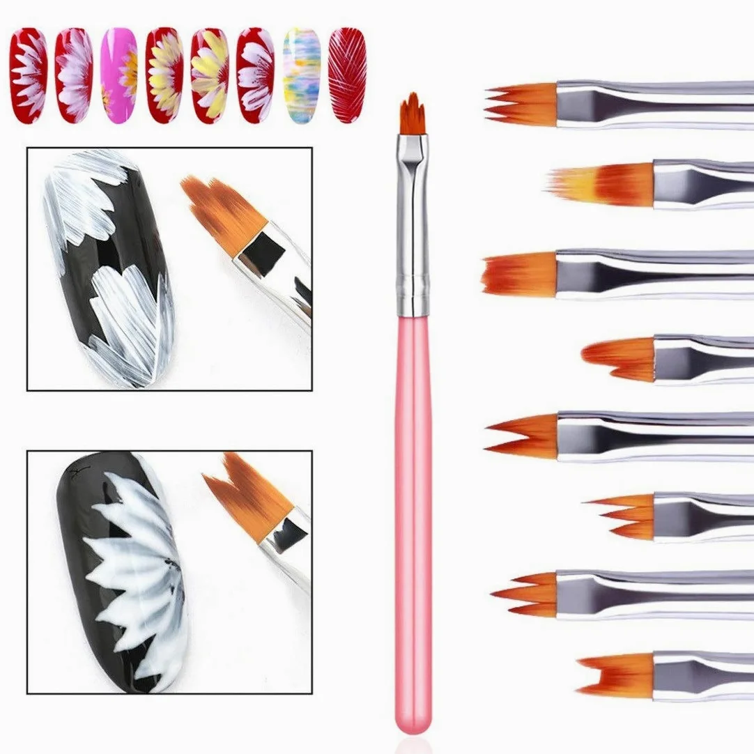 FULINJOY 11 pz Nail Art Brush Set, UV Gel Pittura Penna Nail Flower Pittura Pennello Gel Gradiente Nail Painting Design Penna, Nail Liner Pennelli
