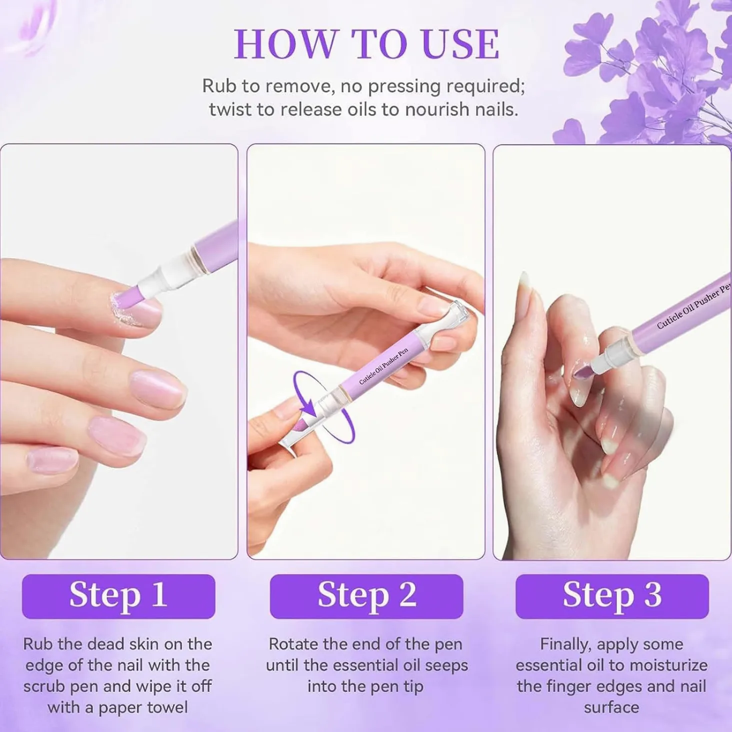 Spingicuticole 2.0, 2 in 1, penna per olio cuticole, punta in ceramica, cura per la riparazione di unghie secche, peeling delicato e cura del letto ungueale (8 pezzi)