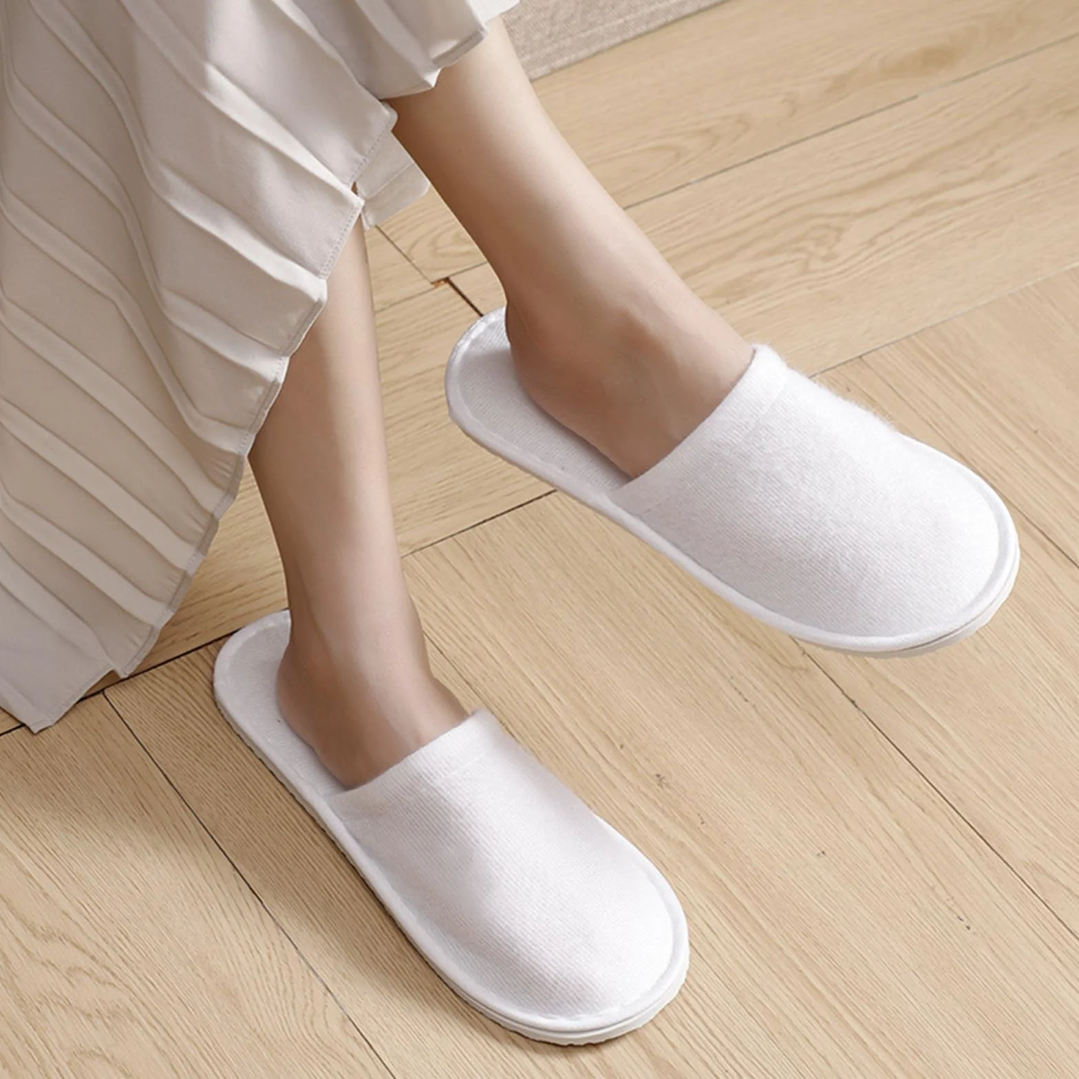 Set di 20 paia di pantofole in spugna bianca Per hotel, spa e ospiti Taglia universale 28x11 cm