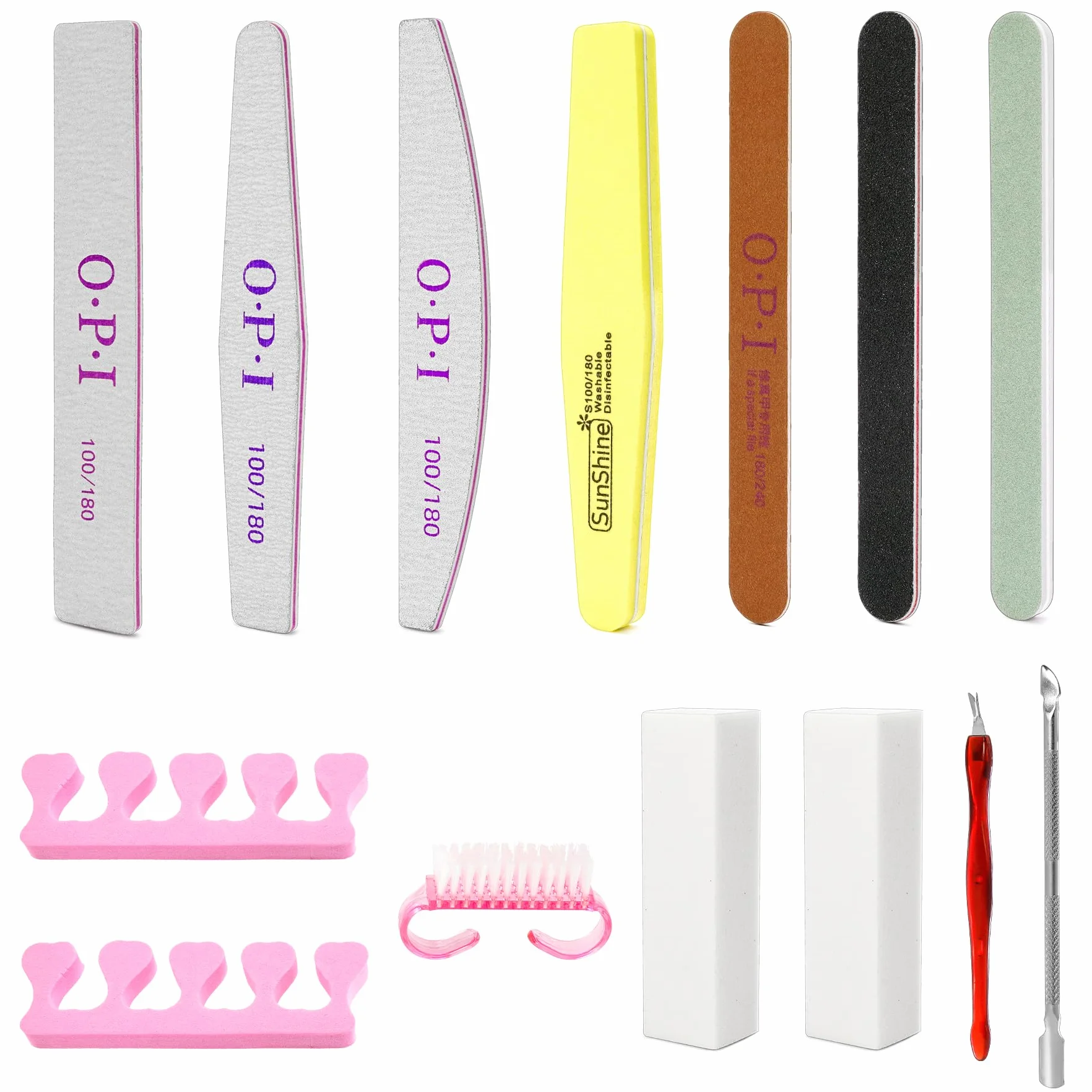 14 Pezzi Lime e Buffer per Unghie Riutilizzabili, Set Completo con Spingi Cuticole, Tronchesino Professionale e Accessori per Manicure e Pedicure, Nail Care per Casa e Salone