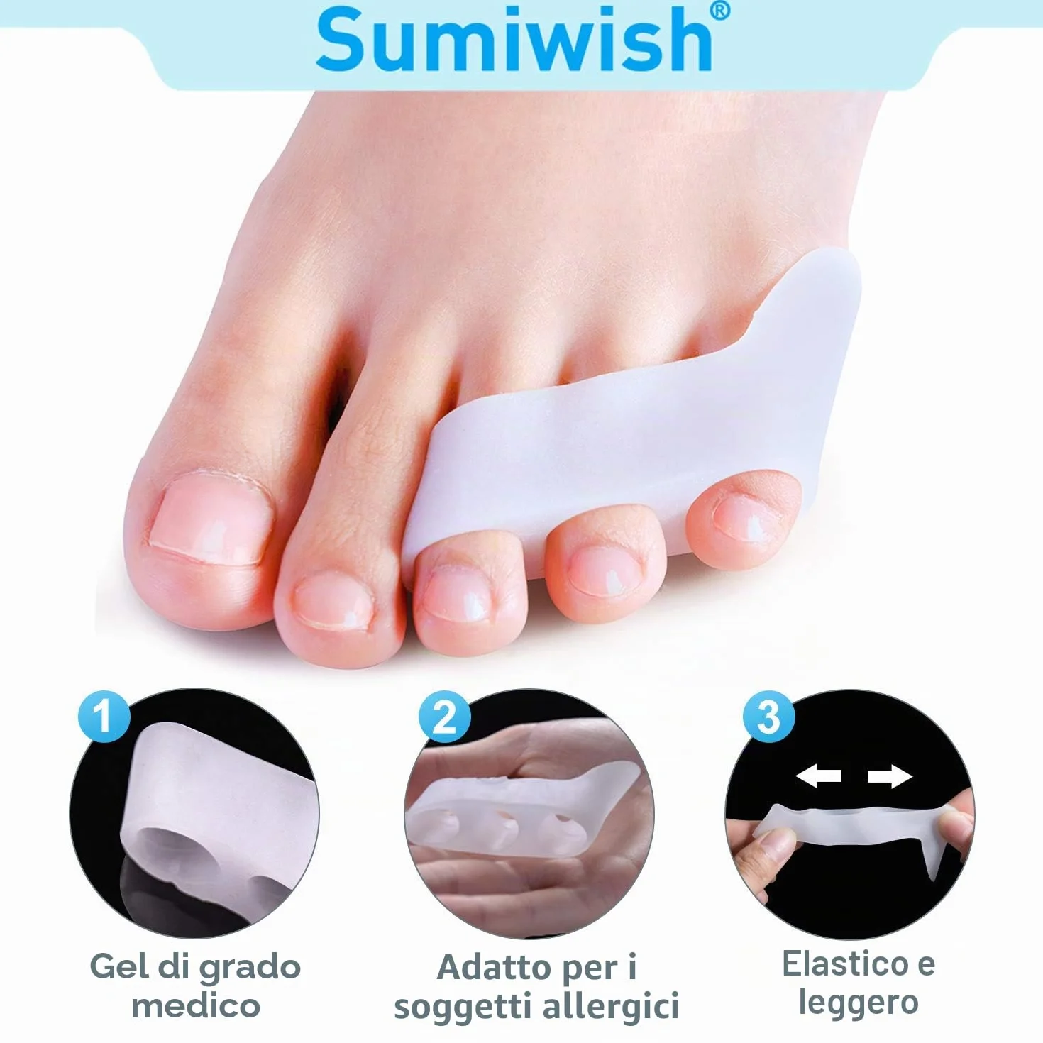 Separatore per il mignolo a gel, cuscinetti per alluce valgo – 5 paia