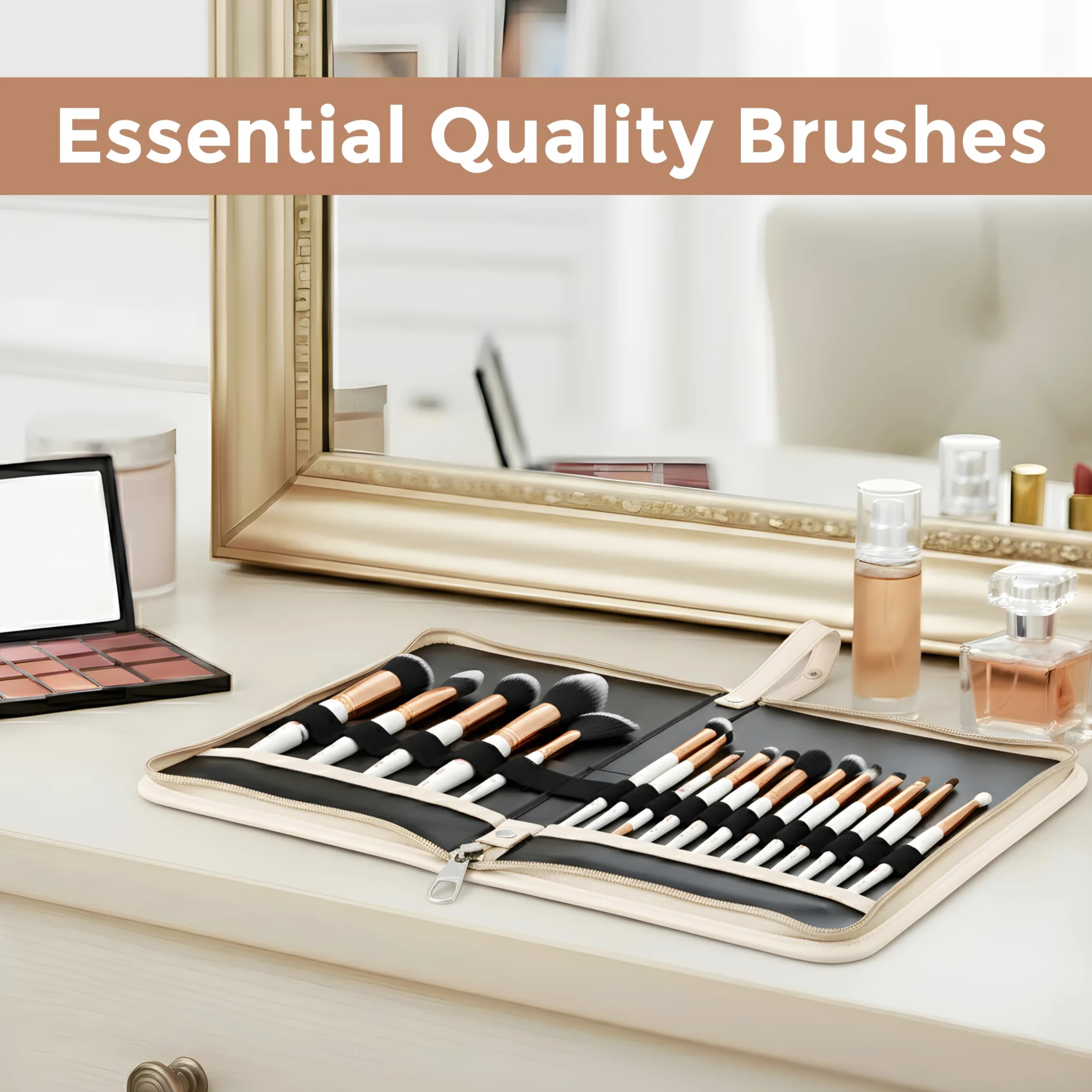 London Prime, set di pennelli professionali da trucco, 17 pezzi, con fondotinta, correttore, ombretto, cipria, fard, contouring, illuminante, eyeliner, labbra, sfumatura e viso.