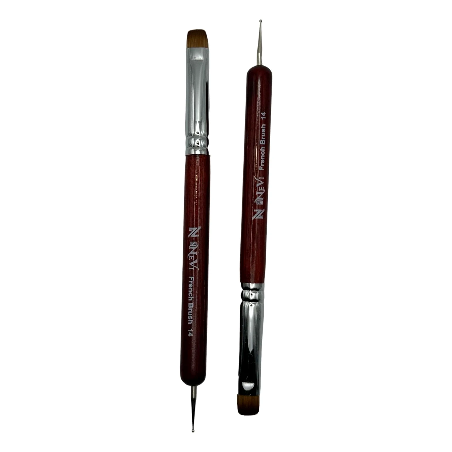 Set di 2 pennelli in zibellino: professionale in acrilico per manicure francese, pennello per pulizia e penna per punteggiatura delle unghie, strumenti essenziali per nail art di precisione e