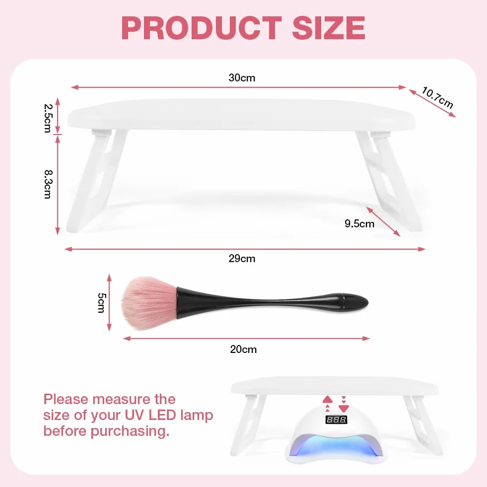 HOTUT Cuscino per Manicure, Cuscino per Unghie Poggiabraccia per Unghie Impermeabile Resistente, Poggiamano per Unghie Pieghevole in Pelle Cuscino per Piedi Antiscivolo per Salone di Nail Art