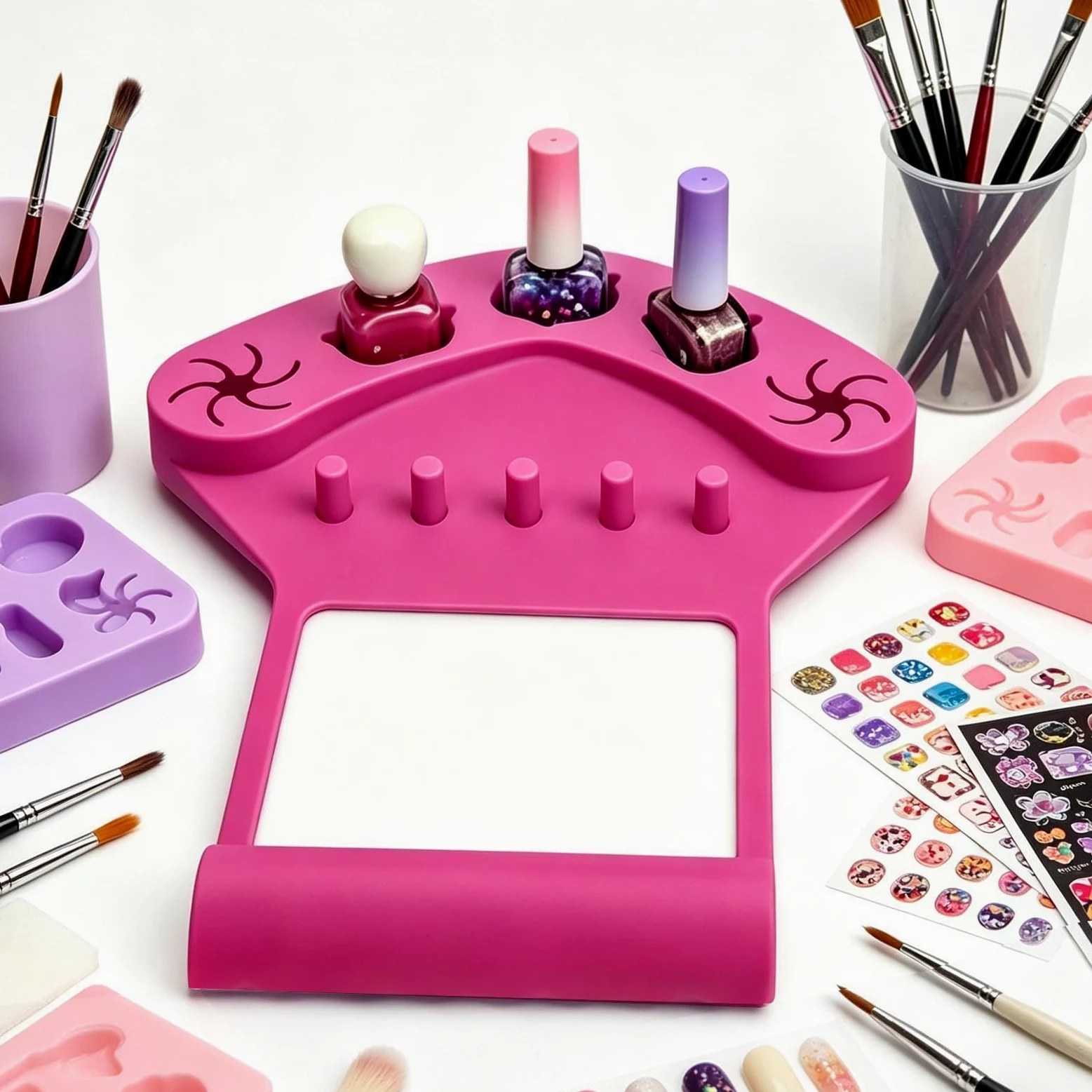Tappetino in silicone per le unghie Tappetino organizzatore manicure | Poggiamano e supporto in silicone per manicure per Donne, Trucco, Pratica, Pittura, Salone, Festa, Laboratorio