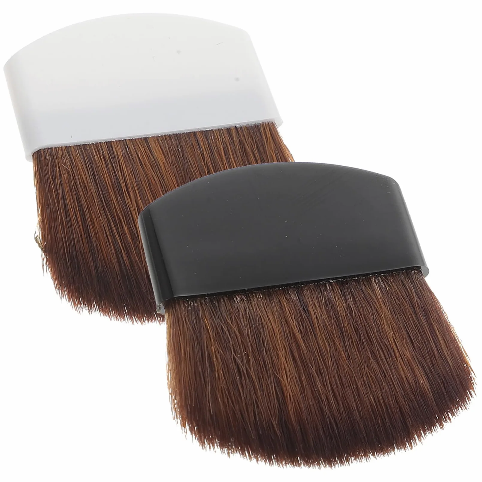 Veemoon Set 2 Pennelli Blush Professionali Piatti, Spazzole Dense in Plastica e Setole di Cavallo, Portatili per Fondotinta e Applicazioni Quotidiane