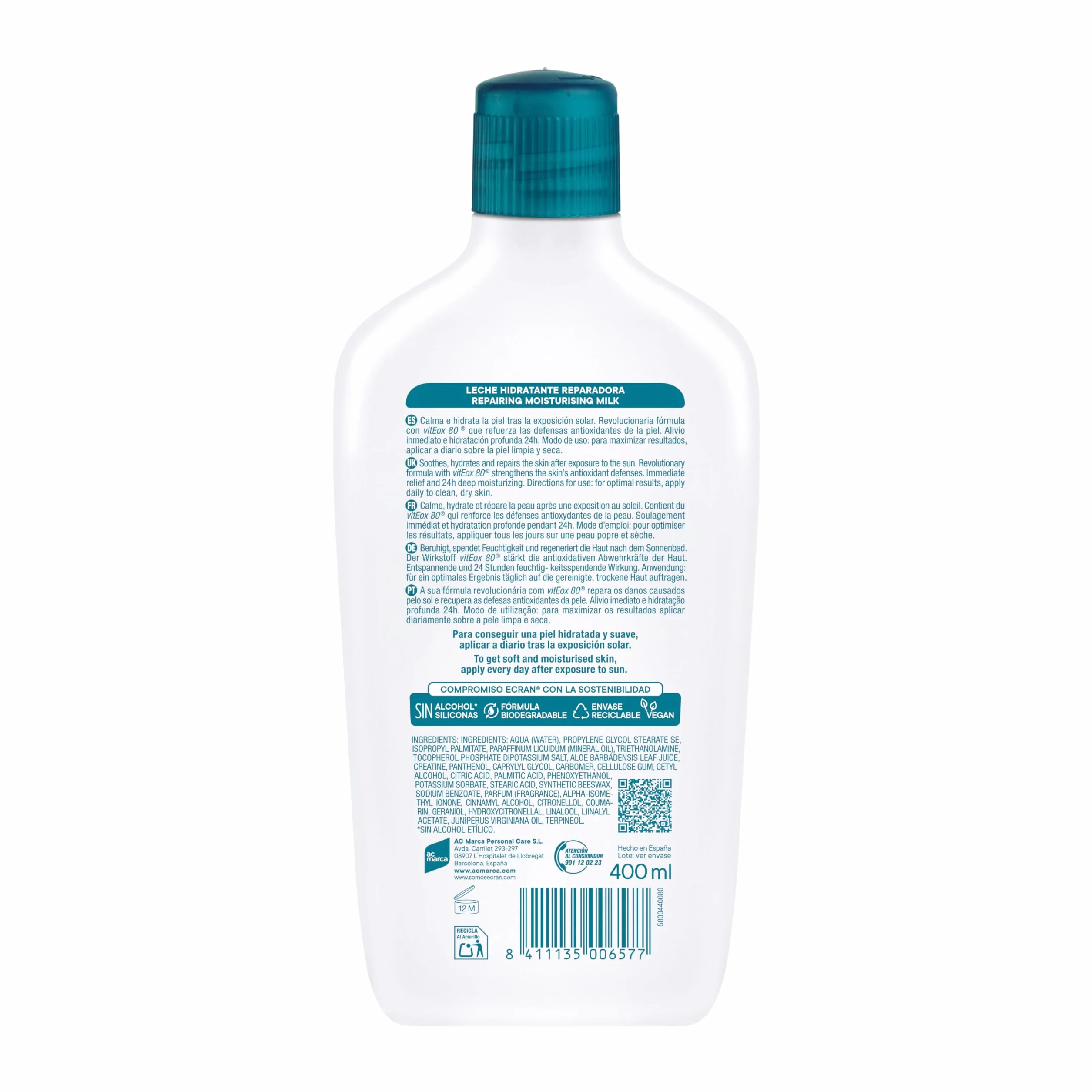 Leche Post-solar Hidratante Y Reparadora 400ml Blanco Almond