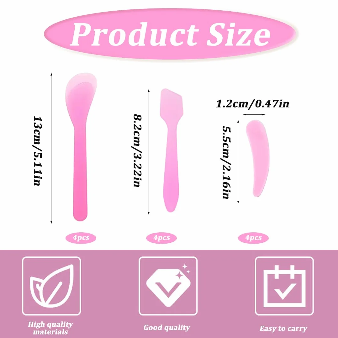 Set e kit da trucco, 12 pezzi di spatola per il trucco in plastica, spatola per crema mini cucchiaio per maschera cosmetica raschietto per lavaggio (colori casuali)