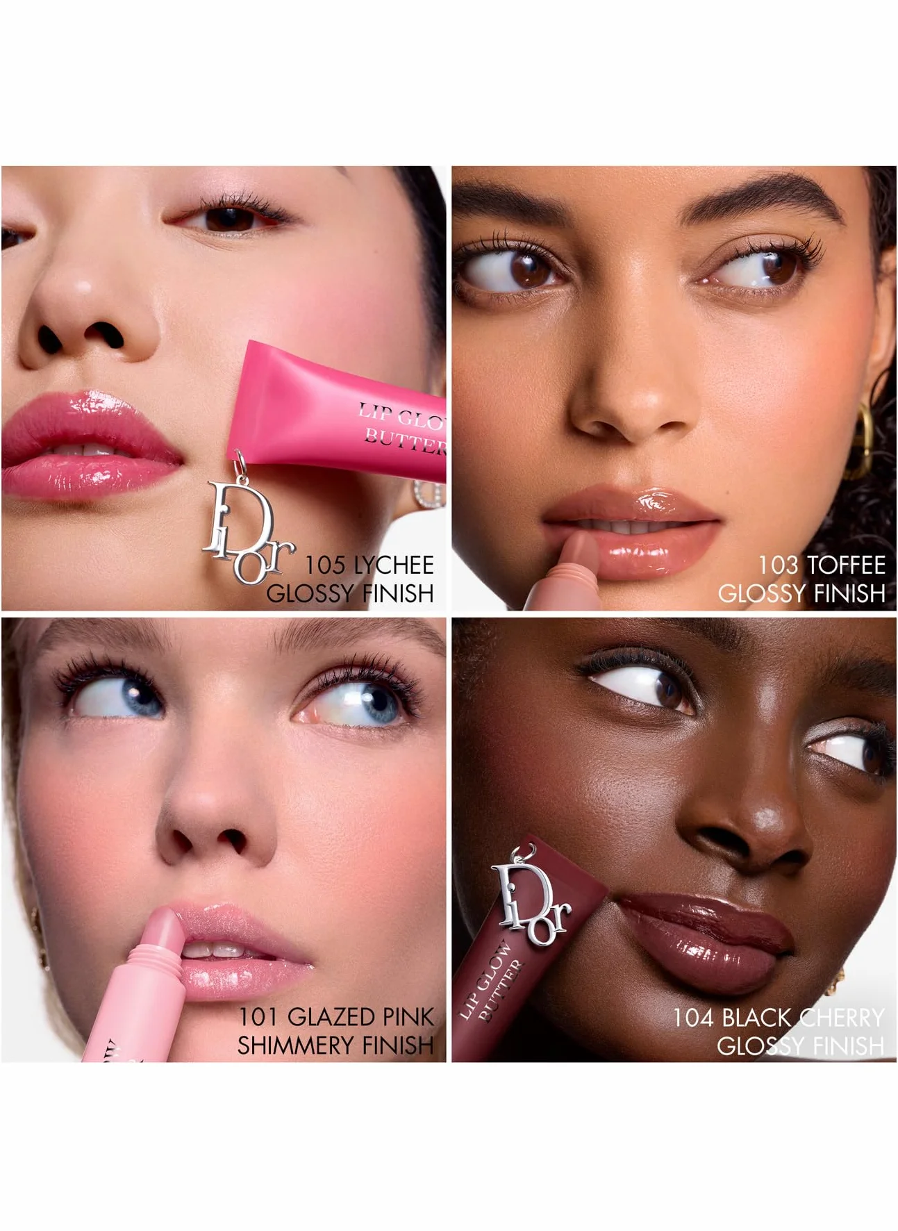 Dior Addict Lip Glow Butter, balsamo per labbra idratante brillante, 5 toni, formula naturale 90%, 24 ore idratante (101 Glazed Pink)