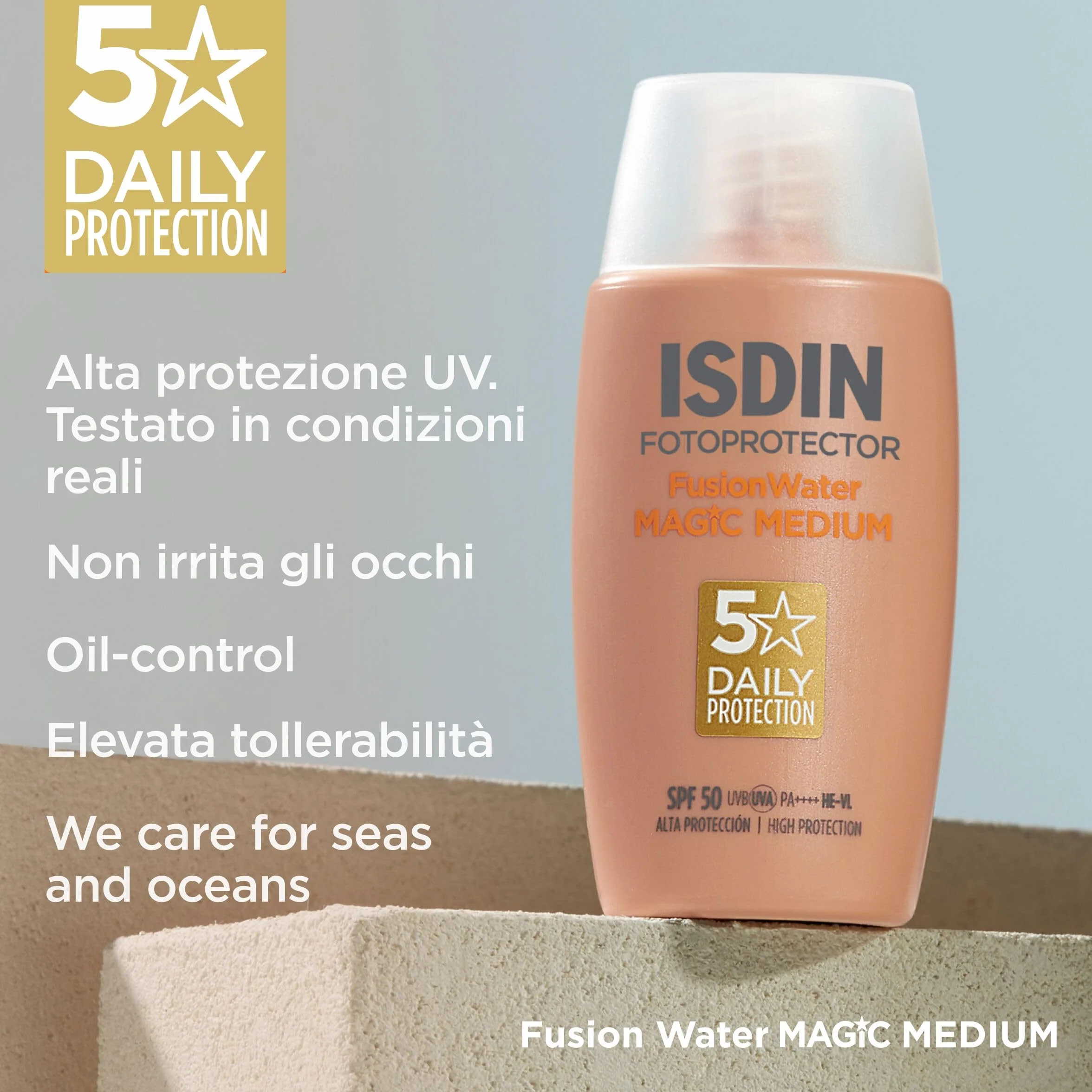 ISDIN Fotoprotector Fusion Water MAGIC Color SPF 50 Protezione Solare Viso Colorata 50 ml