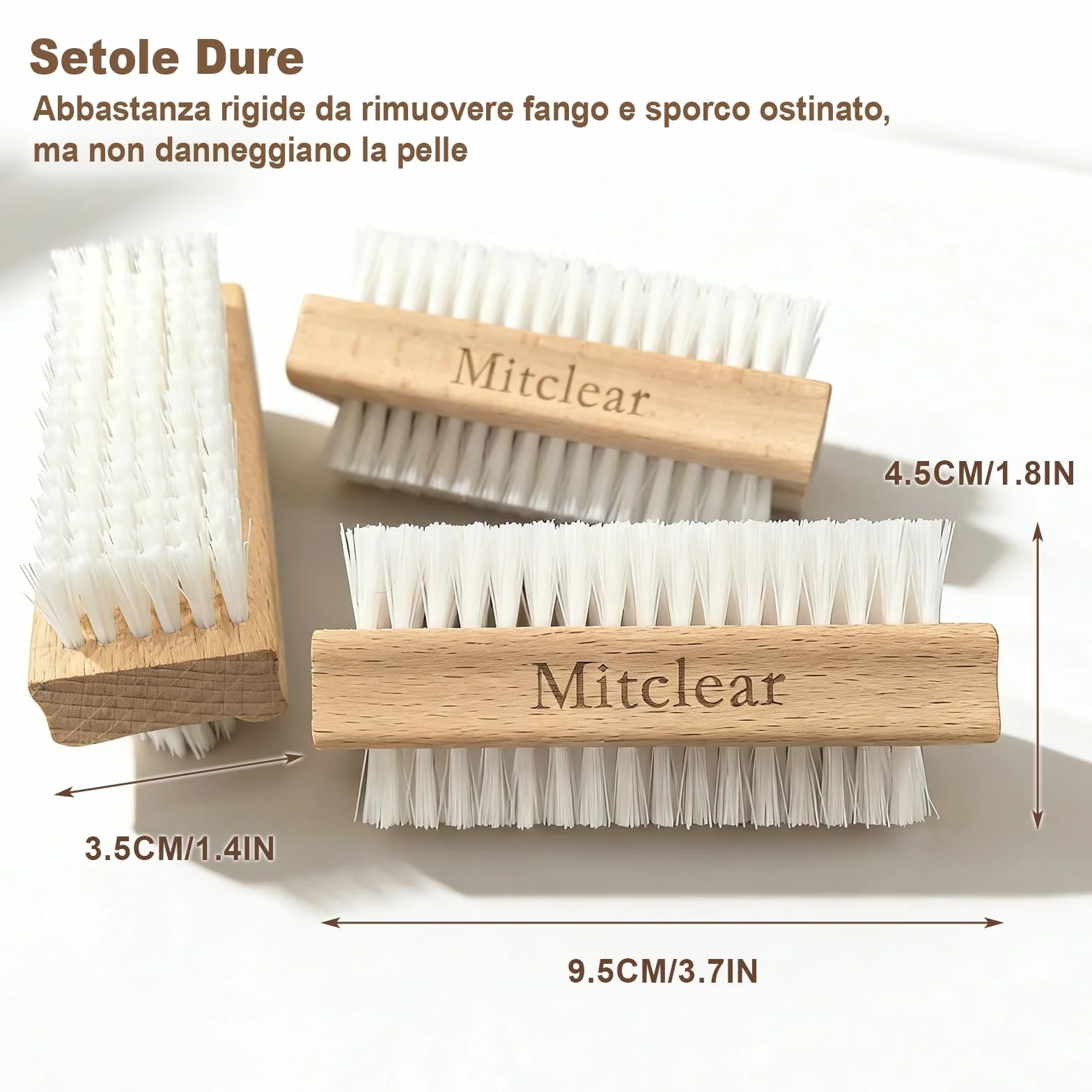 Mitclear Spazzola per Unghie in Legno, Spazzolino per la Pulizia delle Unghie con Setole in Plastica Dura, Spazzoline a Doppia Faccia per la Pulizia di Unghie, Mani, Piedi(3 Set)