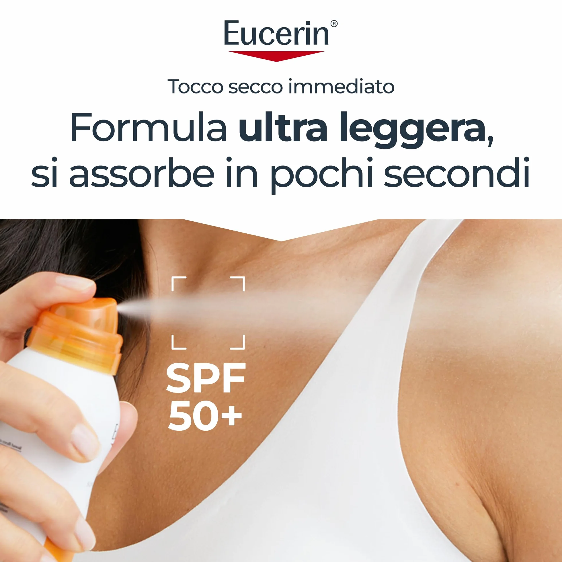 Eucerin Oil Control Body Sun Transparent Dry Touch SPF 50 200 ml Crema Solare Spray UVA/UVB Protezione Solare Pelle Sensibile Acneica