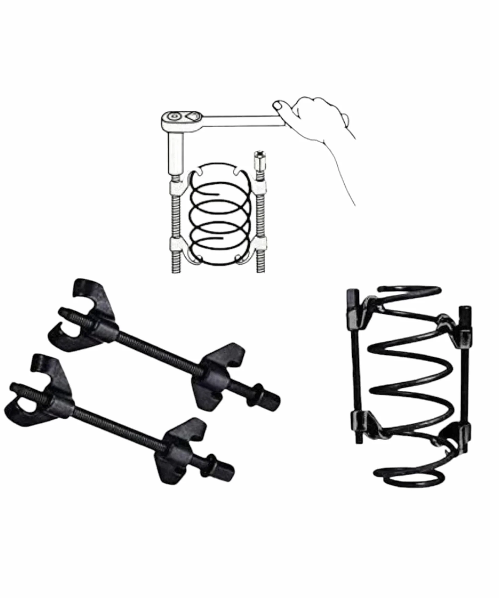 Kit Compressore Molle Ammortizzatori Auto Set 2 Estrattori Regolabili 380mm