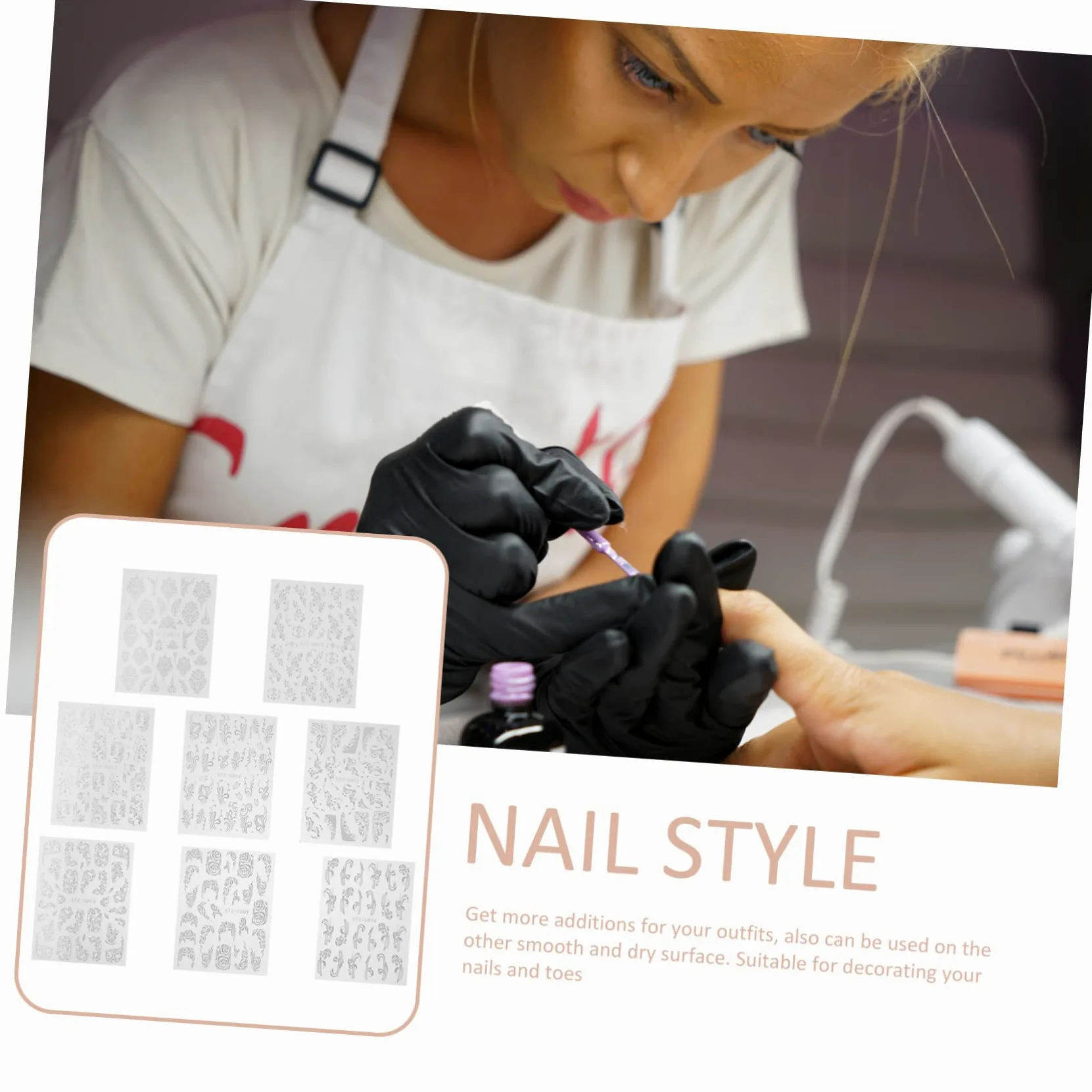 2 Set Adesivi Per Unghie Embossed Flower Nail Stickers Decorazioni Per Nail Art Set Per Feste E Speciali Sicuri E Impermeabili Facili Applicare 8 Fogli*2