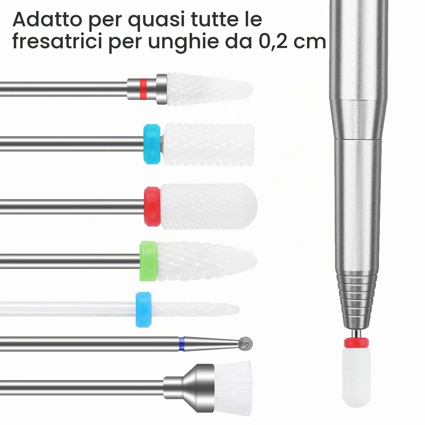 MAQUITA Set di manicure elettrico 7 pezzi Kit trapano unghie 3/32" Ceramica Lima