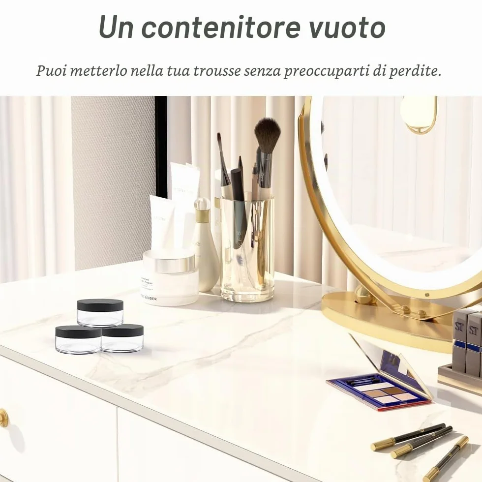 Contenitori Cosmetici, 4 Pcs 5g Trasparente Contenitori da Viaggio, Vasetti Plastica, Contenitore Cosmetico Barattoli Plastica Trasparente, per Crema Balsamo Labbra Campione
