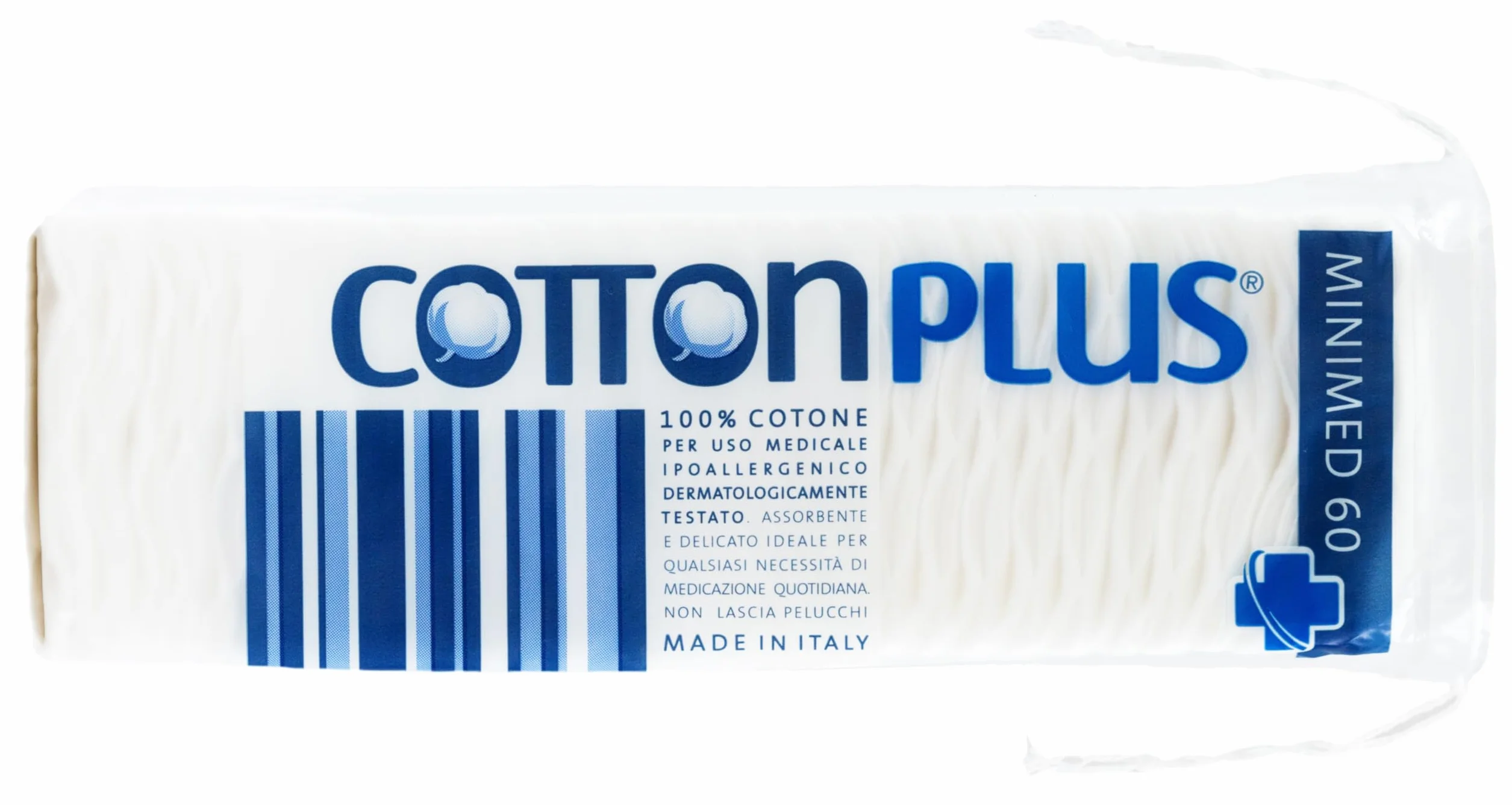 LINEA MEDICA Cotton Plus MINIMED 60 pz. QUADRATI PRETAGLIATI 100% PURO COTONE Ipoallergenico assorbente
