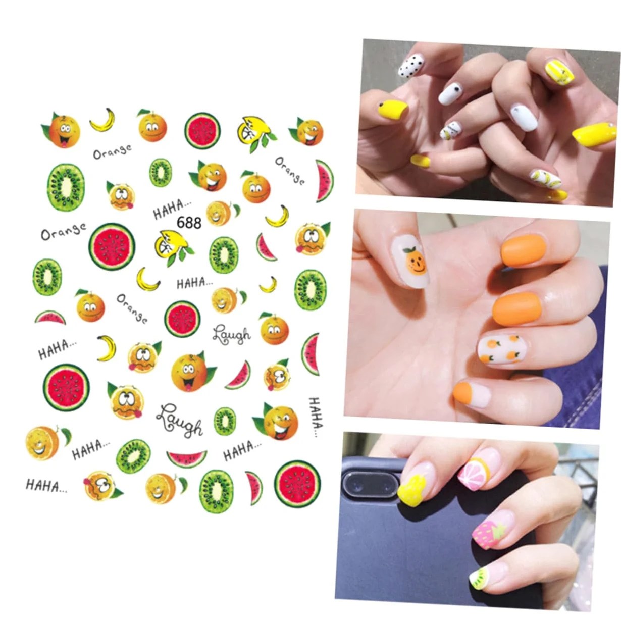 3 Set Adesivi Per Unghie Design Frutta Decorazioni Manicure Facili Applicare Per Donne E Ragazze Per Feste E Speciali 12 Fogli*3