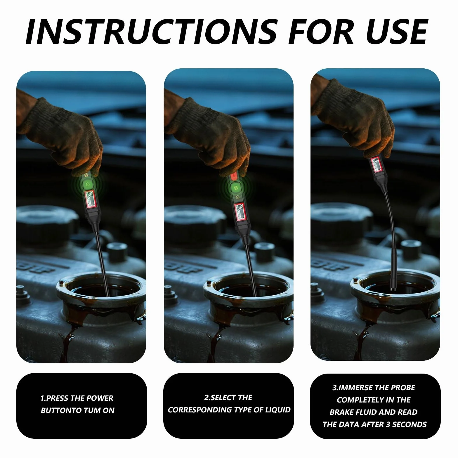 Tester del Liquido dei Freni con LED DOT3 DOT4 DOT5.1 per Auto e Moto
