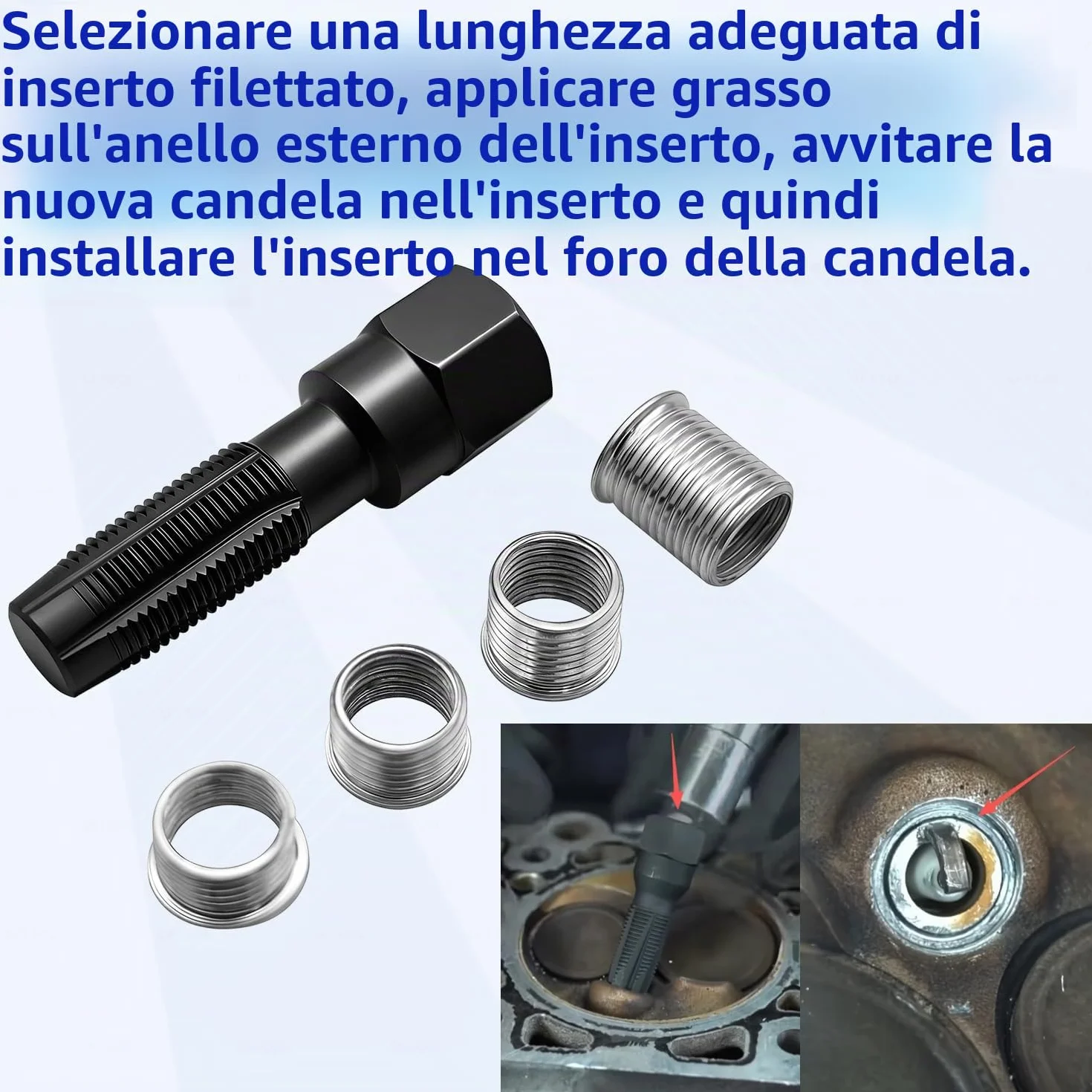 ZKTOOL M14 x 1.25 Kit Riparazione Filetti Helicoil Candele, Strumento Rethread Testa Cilindro 14mm
