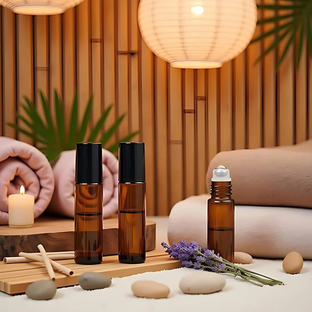 Roll on Vuoto per Oli Essenziali,8 Pezzi 2ml 3ml 5ml 10ml Marrone Bottiglie Vuote in Vetro con Sfera in Acciaio Inossidabile, Riutilizzabile, Boccette Vetro per Oli, Profumi, Cosmetici, Aromaterapia
