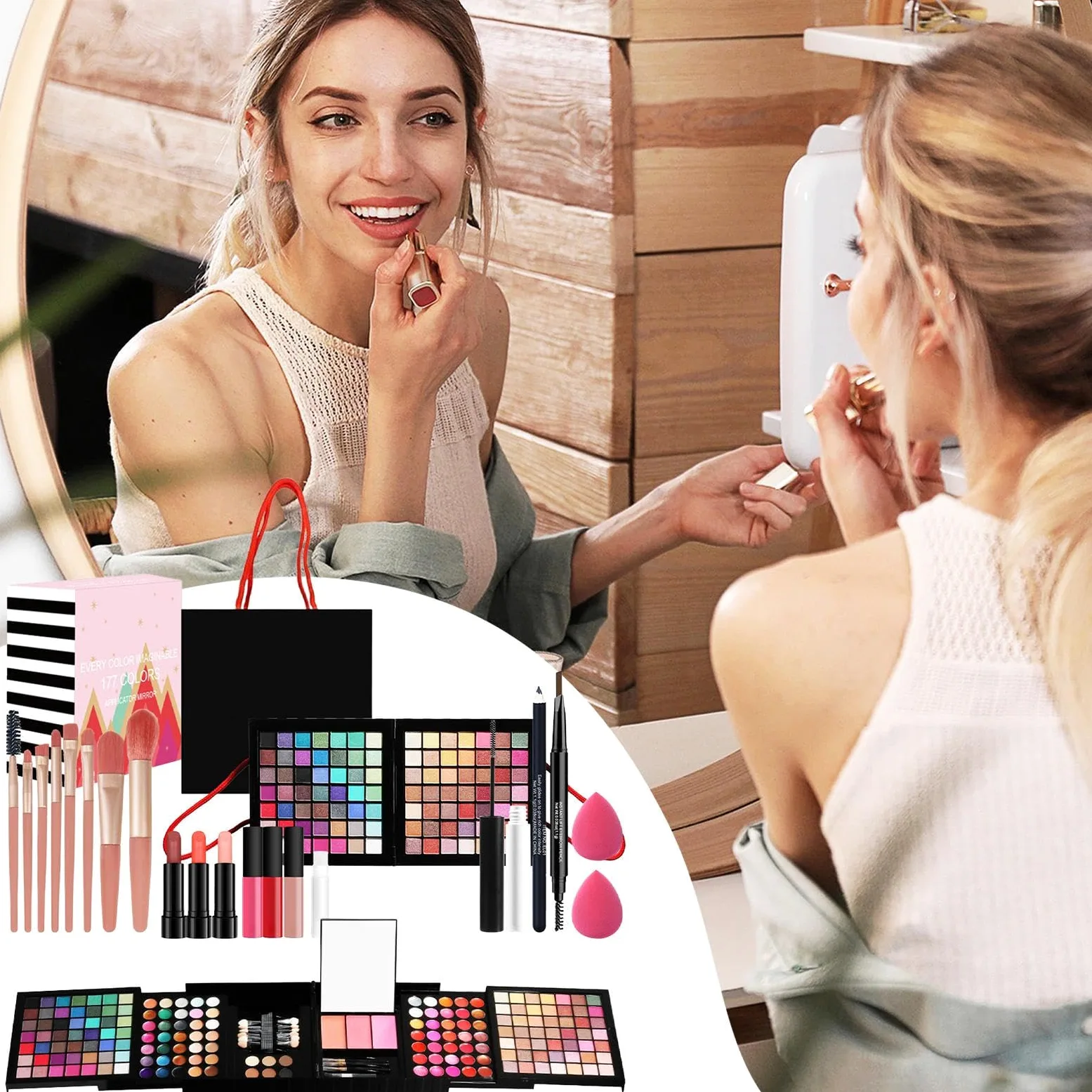 Set di trucco da donna Kit completo, kit di trucco per donna | Kit professionale - Kit cosmetico per donne e principianti, include cosmetici e strumenti per macchine