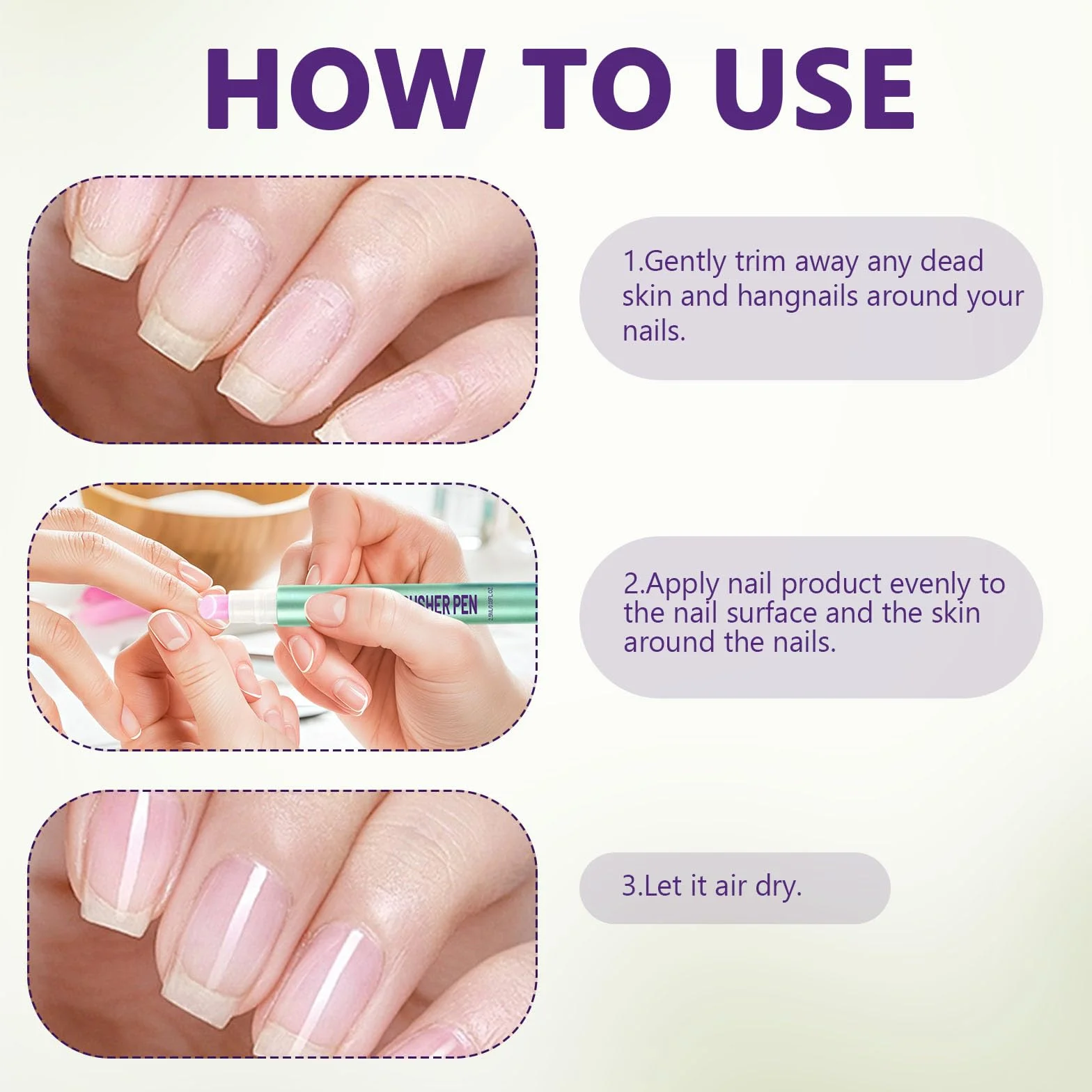 3 Pezzi 3 in 1 Penna per Cuticole Riparazione Di Screpolature E Secche Penna per Cuticole Unghie Idratazione Rafforza E Illumina Le Unghie