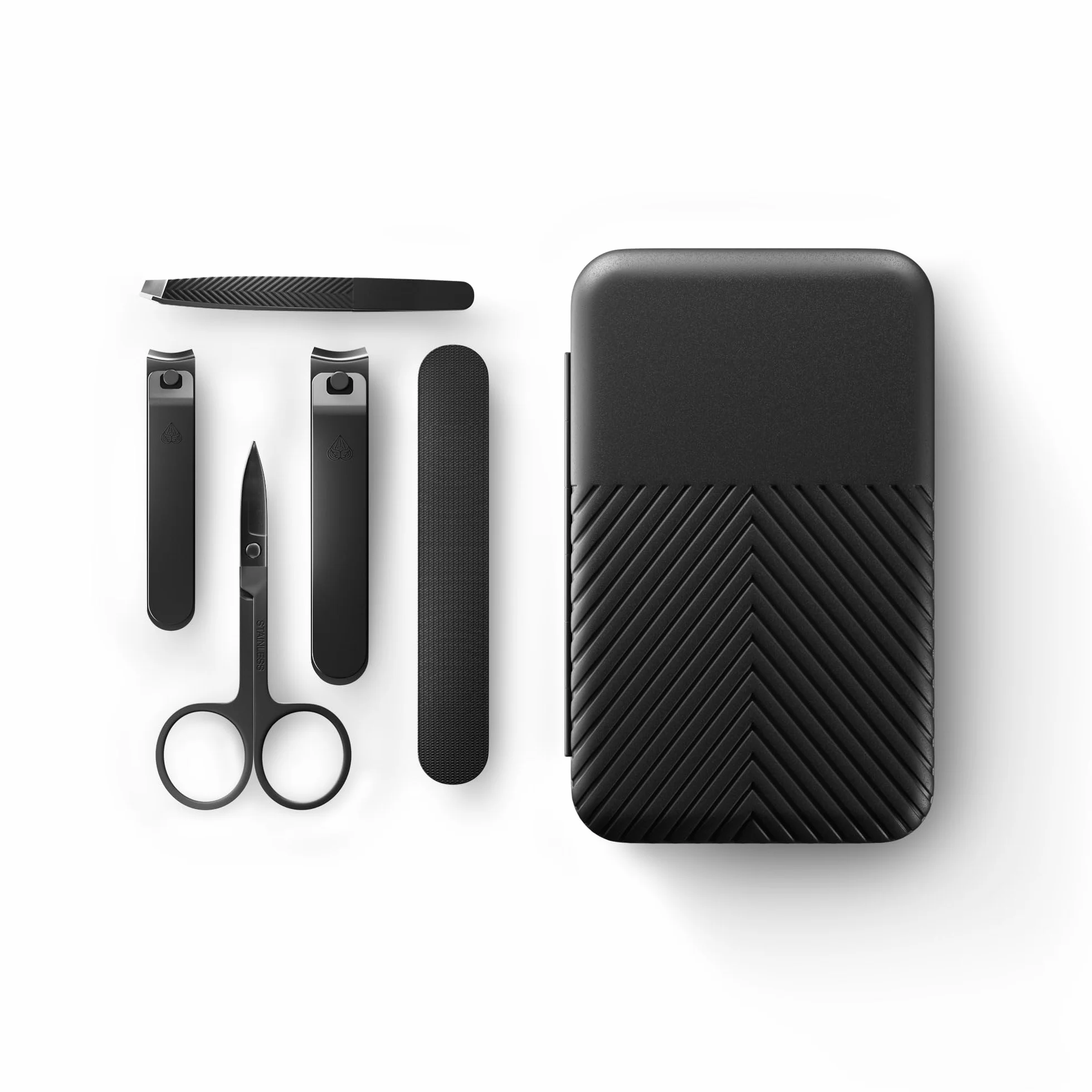 MANSCAPED® Shears 3.0 Kit per unghie da viaggio da uomo 5 pezzi con tagliaunghie, lima, pinzette, forbici cuticole, custodia