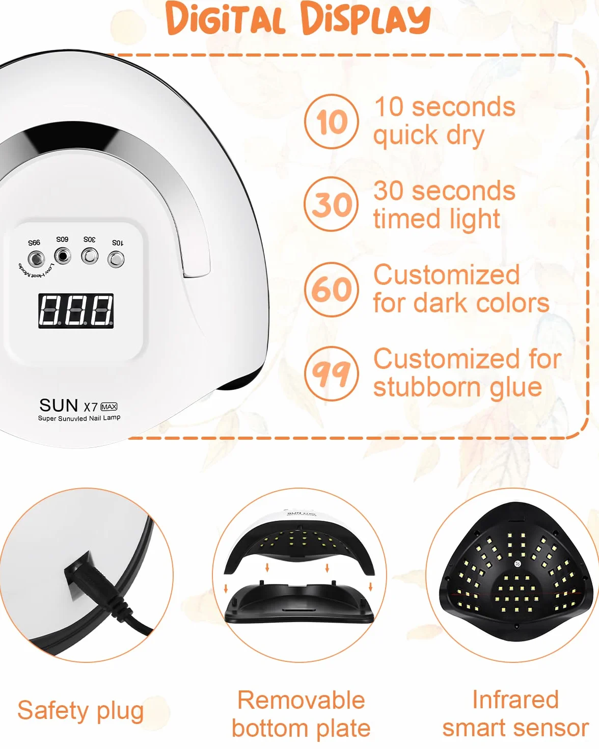 220W Lampada Unghie UV LED, lampada uv unghie Automatico Sensore, Automatico Sensore Manicure, 4 Timer Preimpostati10/30/60/99s, LCD Display Lampada per unghie, Salone delle unghie domestico fai da te