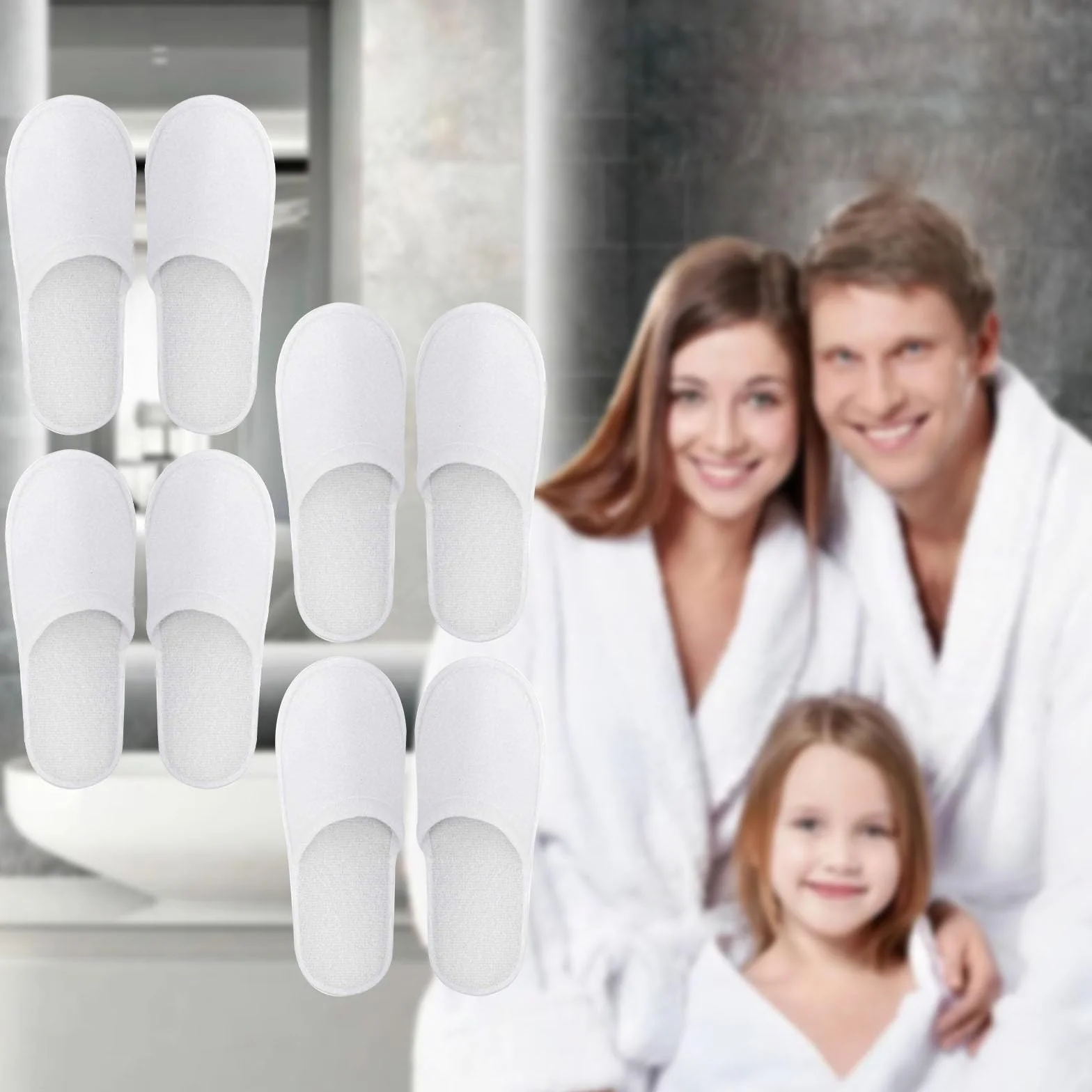 Comioke Pantofolea e Getta Antiscivolo, Pantofole Chiuse, Pantofole in Spugna Premium, Ciabatte Monouso per Hotel, Spa, Casa, Viaggi, Unisex, Lavabili, Misura Universale, 4 Paia
