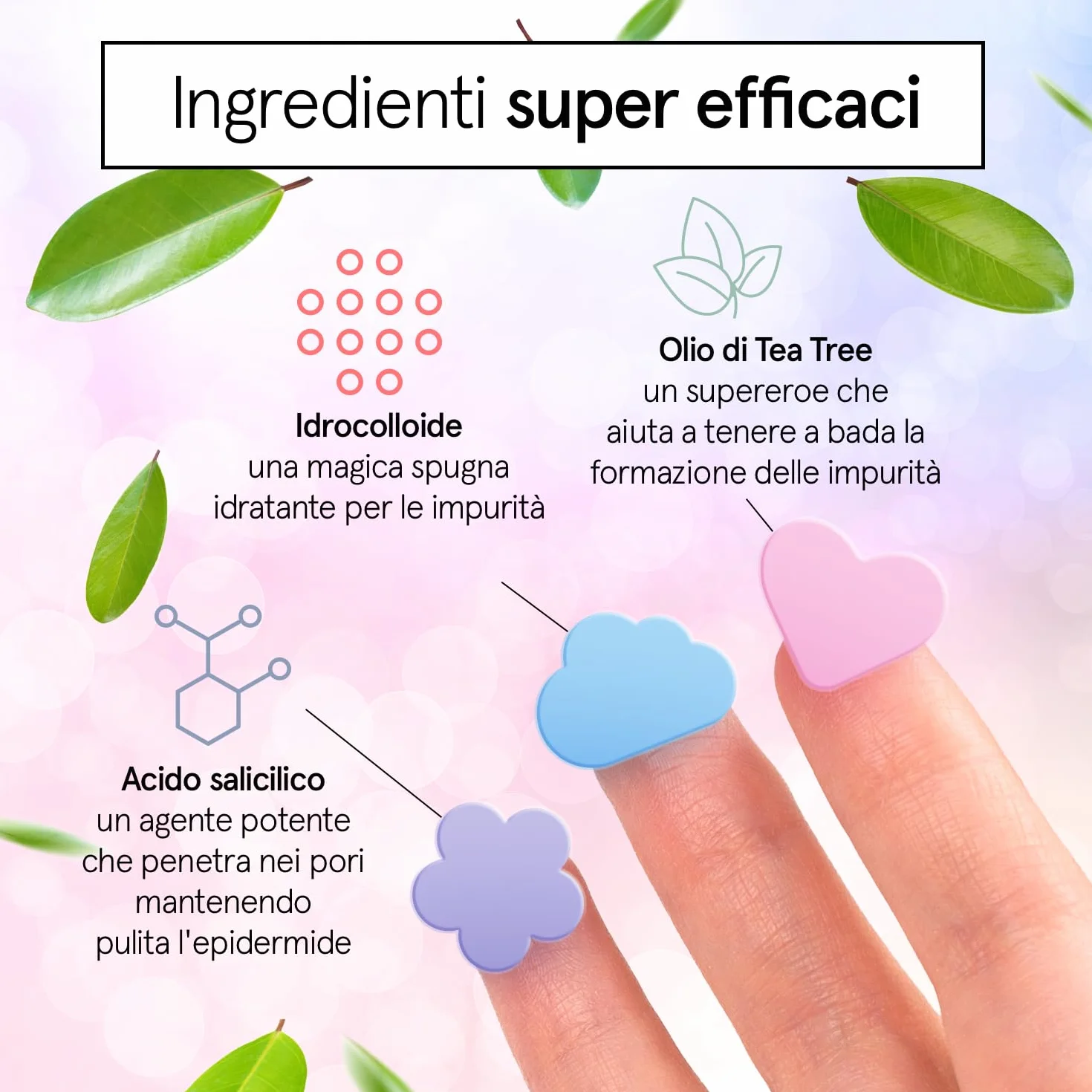 grace & stella Cerotti Idrocolloidali e Anti Imperfezioni Viso - Hydrocolloid Patch Dermatologicamente Testati, Vegan, Cruelty-Free [Misti, 72 Pezzi]