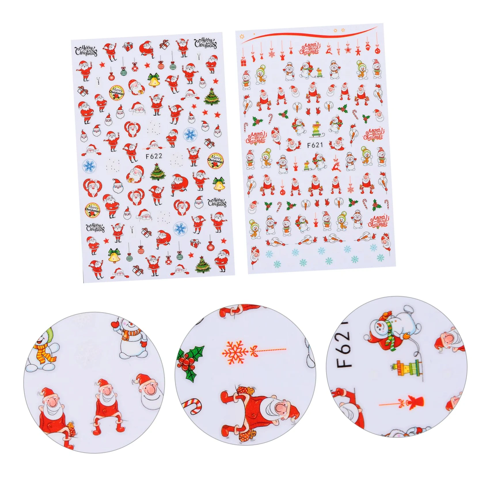 Healeved 18fogli Adesivi Natale Per Unghie Di Sticker Autoadesivi Per Decorazioni Con Tema Santa Claus Facili Da Applicare Design e Resistente Perfetti Per Nail Art Festiva