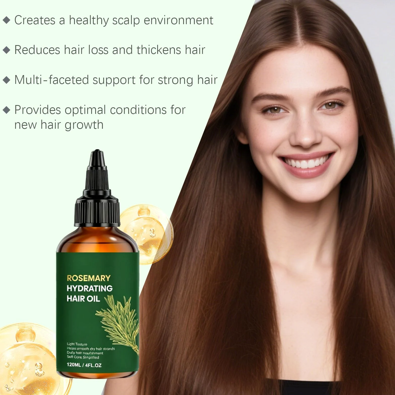 Olio per capelli multiuso al rosmarino, formula leggera non grassa, nutrimento notturno, formula sicura per tutti i tipi di capelli, cura di sé semplificata (6pcs)