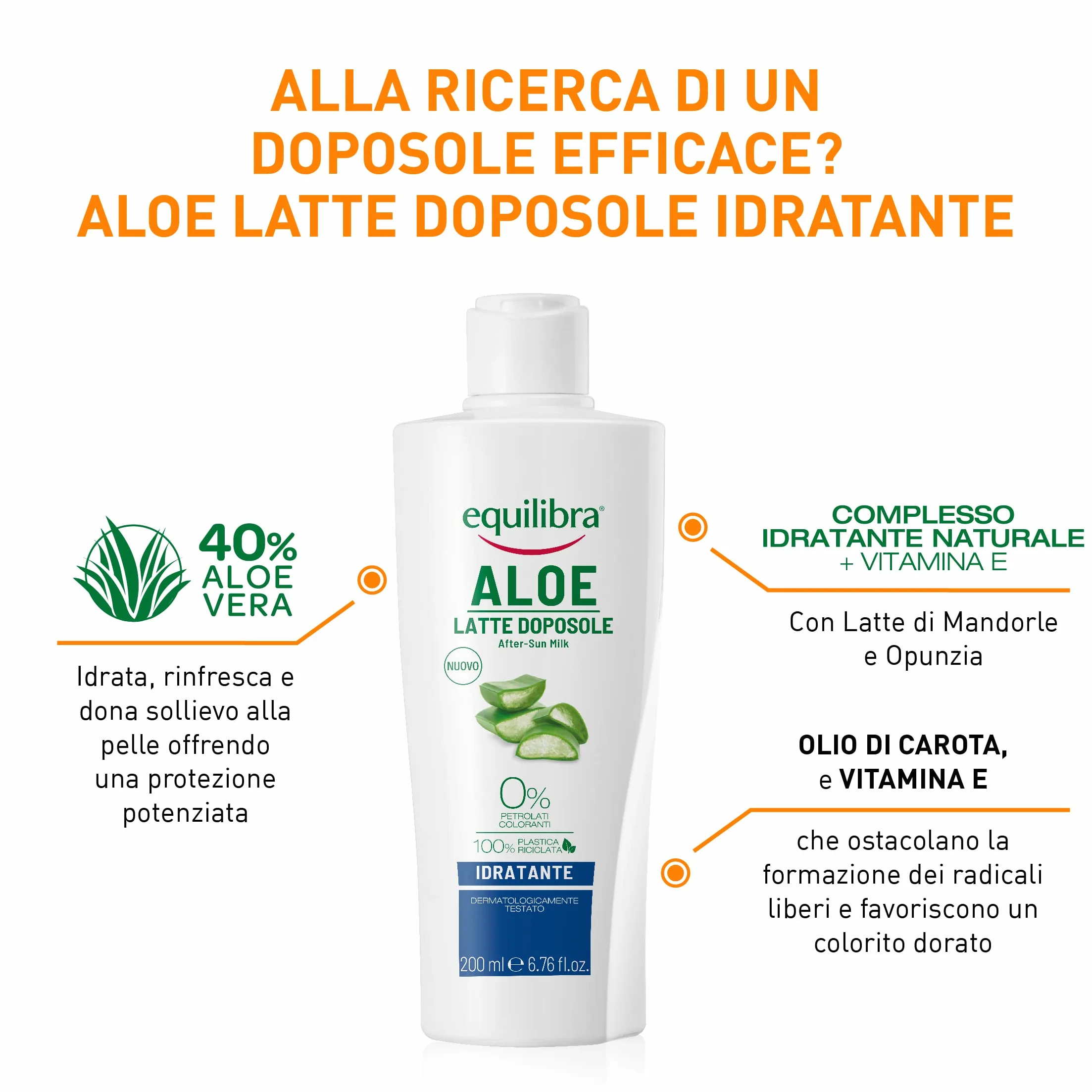 Equilibra Doposole Idratante Aloe Latte con Olio di Carota e Vitamina E 200 ml