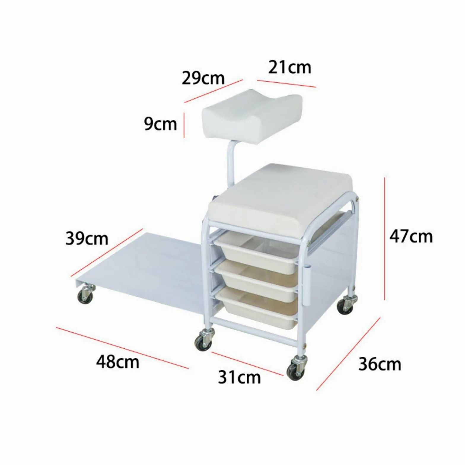 Carrello per Salone di Bellezza Carrello Estetico Trolley Manicure Carrello Unghie Carrello Ciglia con Struttura Salvaspazio Accesso Comodo Ruote a