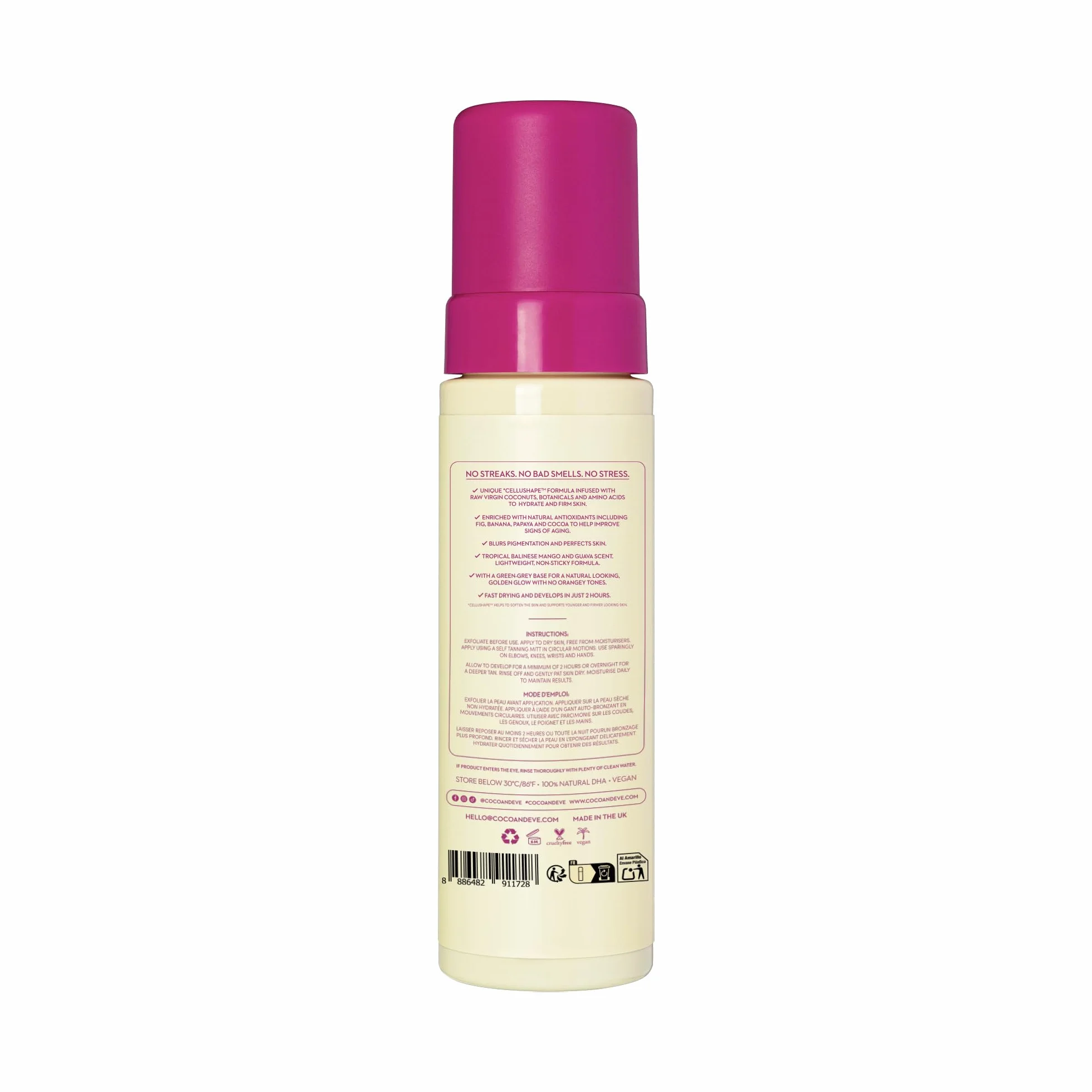 Coco & Eve Sunny Honey Mousse autoabbronzante naturale - (Medium) Set abbronzante Bali con guanto autoabbronzante | antietà, anti cellulite (212ml)
