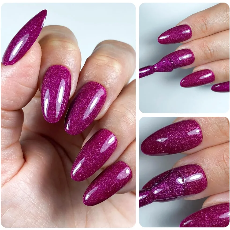Kit Semipermanente Unghie Professionale, Kit Ricostruzione Unghie Gel Completo, Lampada Uv Led 48w, Smalto Unghie Primer, Base & Top Coat Semipermanente (Glitterati)