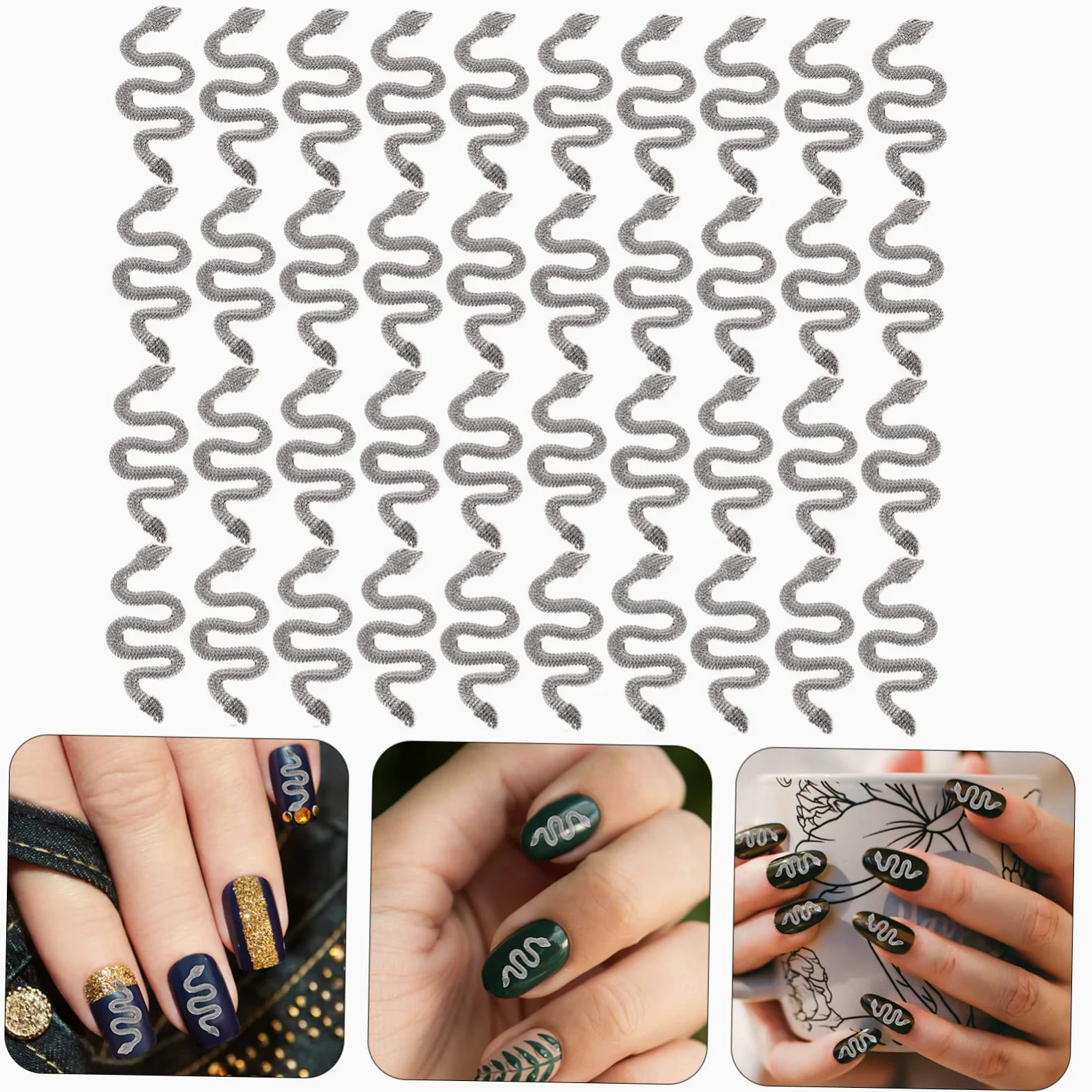 FOMIYES 5 Set Di Ciondoli Per Unghie A Forma Di Serpente Ciondoli Per Unghie Artigianali Per Donne Decorazione Per Unghie 50 Pezzi*5