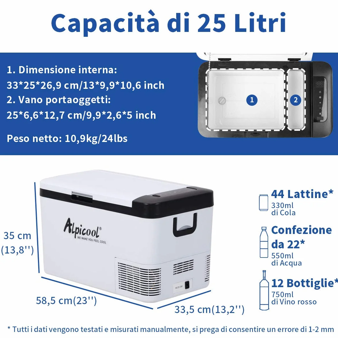 Alpicool K25 Frigorifero per Auto 25 litri 12/24V DC Congelatore Portatile con Schermo Touch LCD