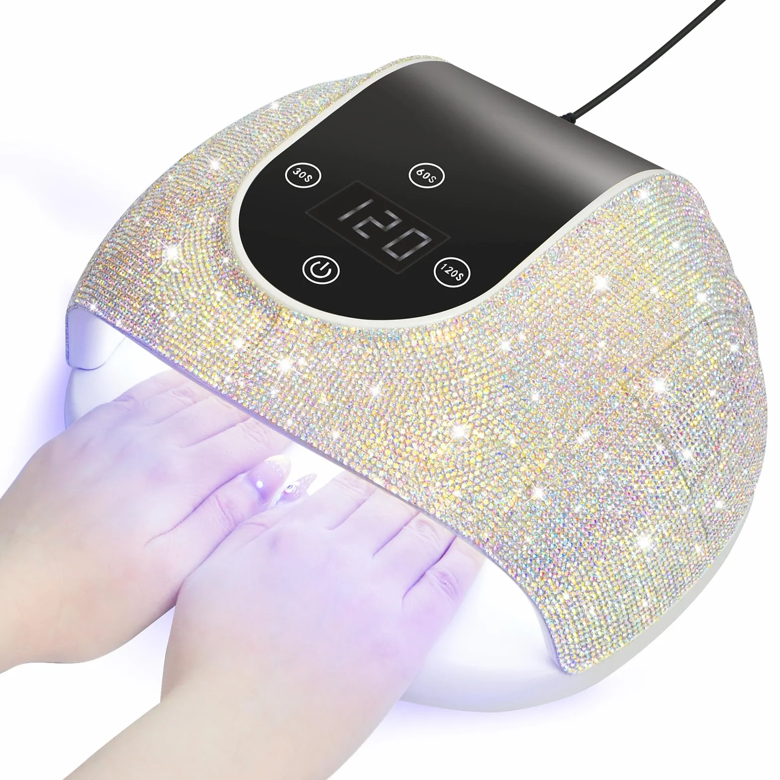 CGBE Lampada UV Led Unghie: 268W Lampada per Unghie Professionale con Sensore Automatico - 3 Timer 30s/60s/120s - 66 Perline UV+LED - Base Staccabile - Asciuga Unghie con Strass Adatta per Salone Casa