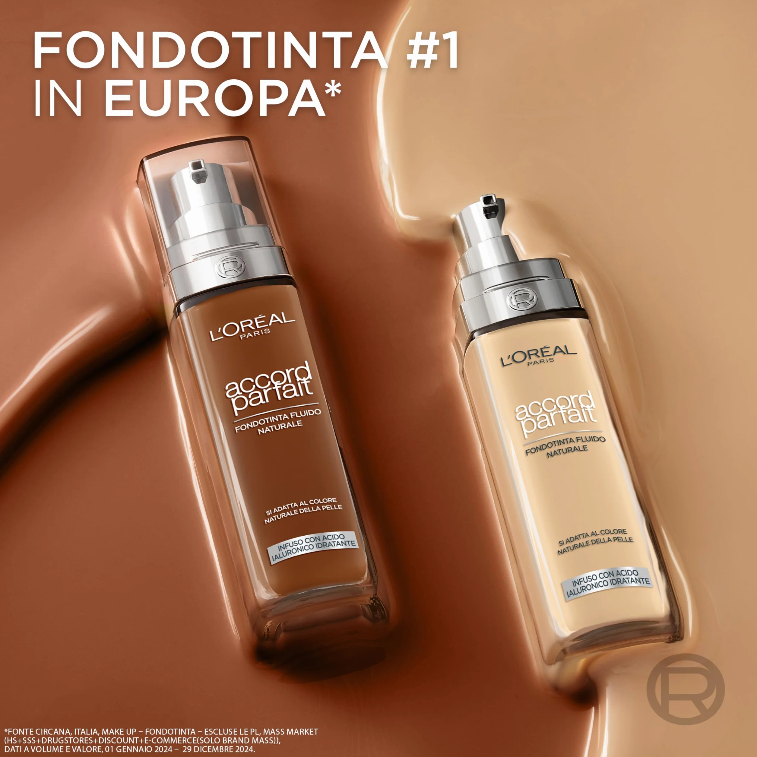 L'Oréal Paris Accord Parfait Fondotinta Liquido Tonalità 3D/W Warm Dorè Acido Ialuronico