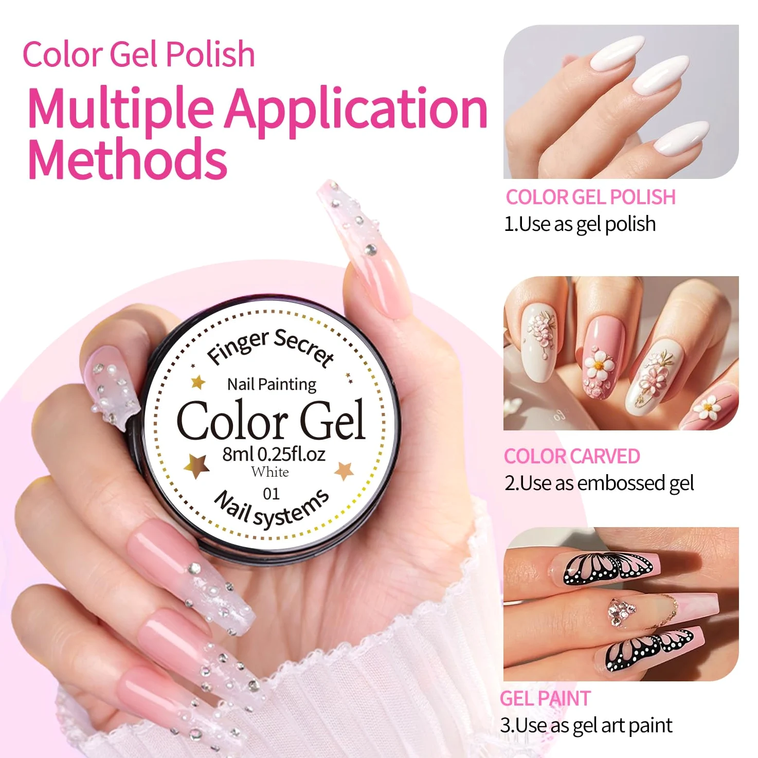 Nail Painting Gel Polish Kit – Pure Color Soak Off Gel per nail art, fai da te e salone, set di pittura per manicure durevole con colori chiari (36)