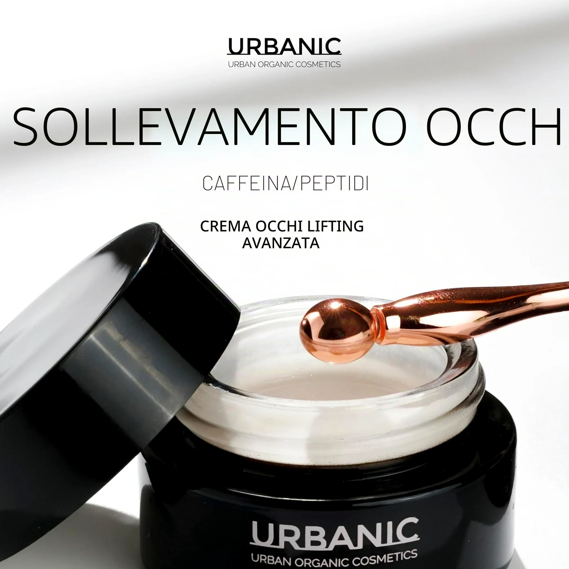 URBANIC Crema Contorno Occhi Antirughe, Caffeina e Centella Asiatica Eye Lift, Contorno Occhi Occhiaie e Borse 15 ml di prodotto, Schiarente Senza SLS, SLES e PEG