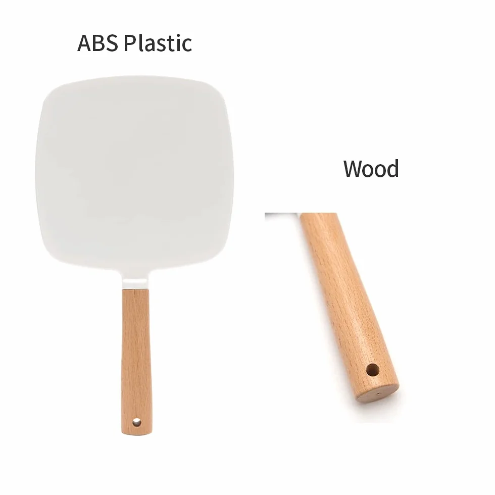 YEAKE Specchio a mano con manico per trucco, piccolo specchio in legno carino per rasatura con foro da appendere su un lato, portatile, da viaggio, per uomini e donne (quadrato)
