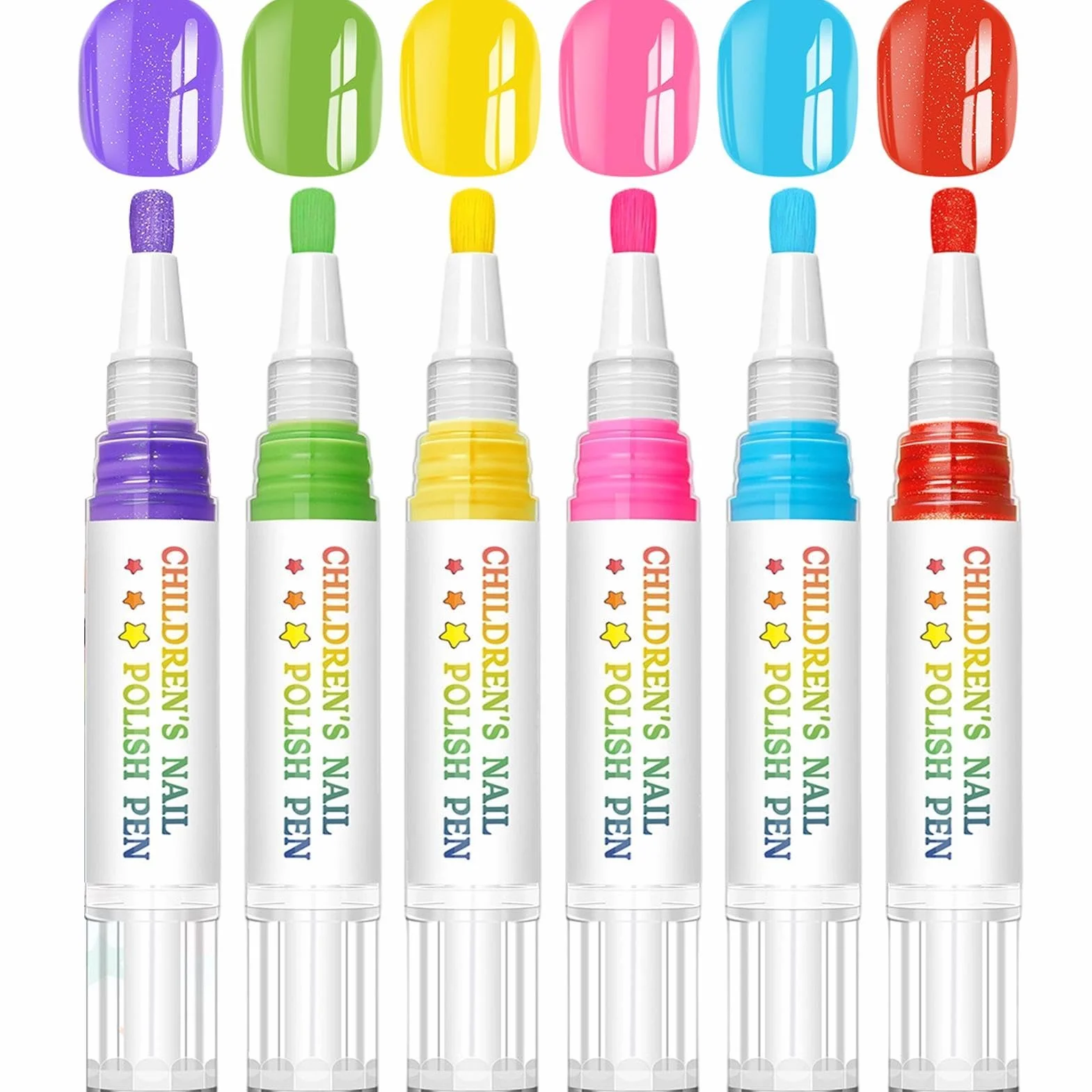 Pennarelli Unghie per Bambini | 6 Colori Pennarelli Disegno Impermeabili Asciugatura Rapida Rimovibili a Strappo - per Unghie Bambini - Per Bambina, Manicure delle Dita, Compleanno, e Natal