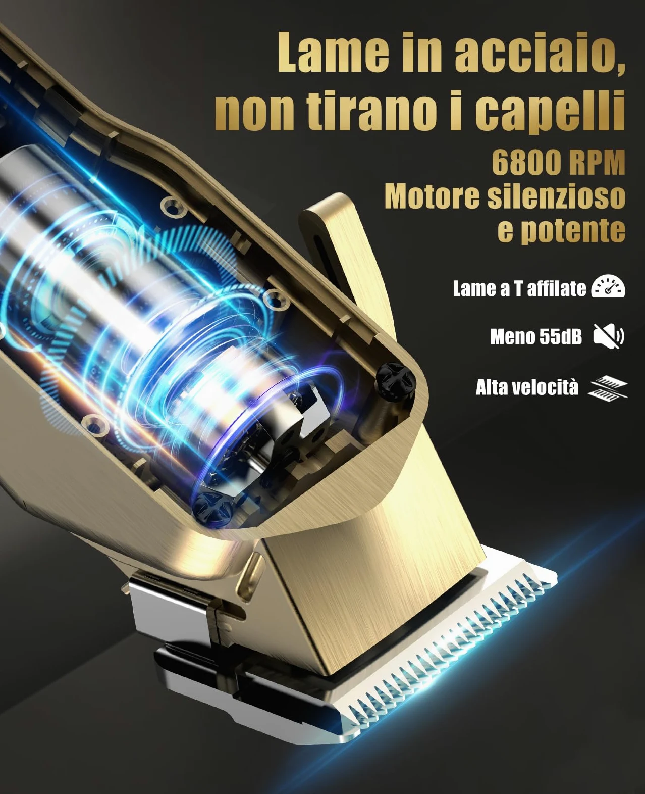 Tagliacapelli da uomo, senza fili, professionale, IPX7, impermeabile, kit di tagliacapelli da barbiere con USB ricaricabile